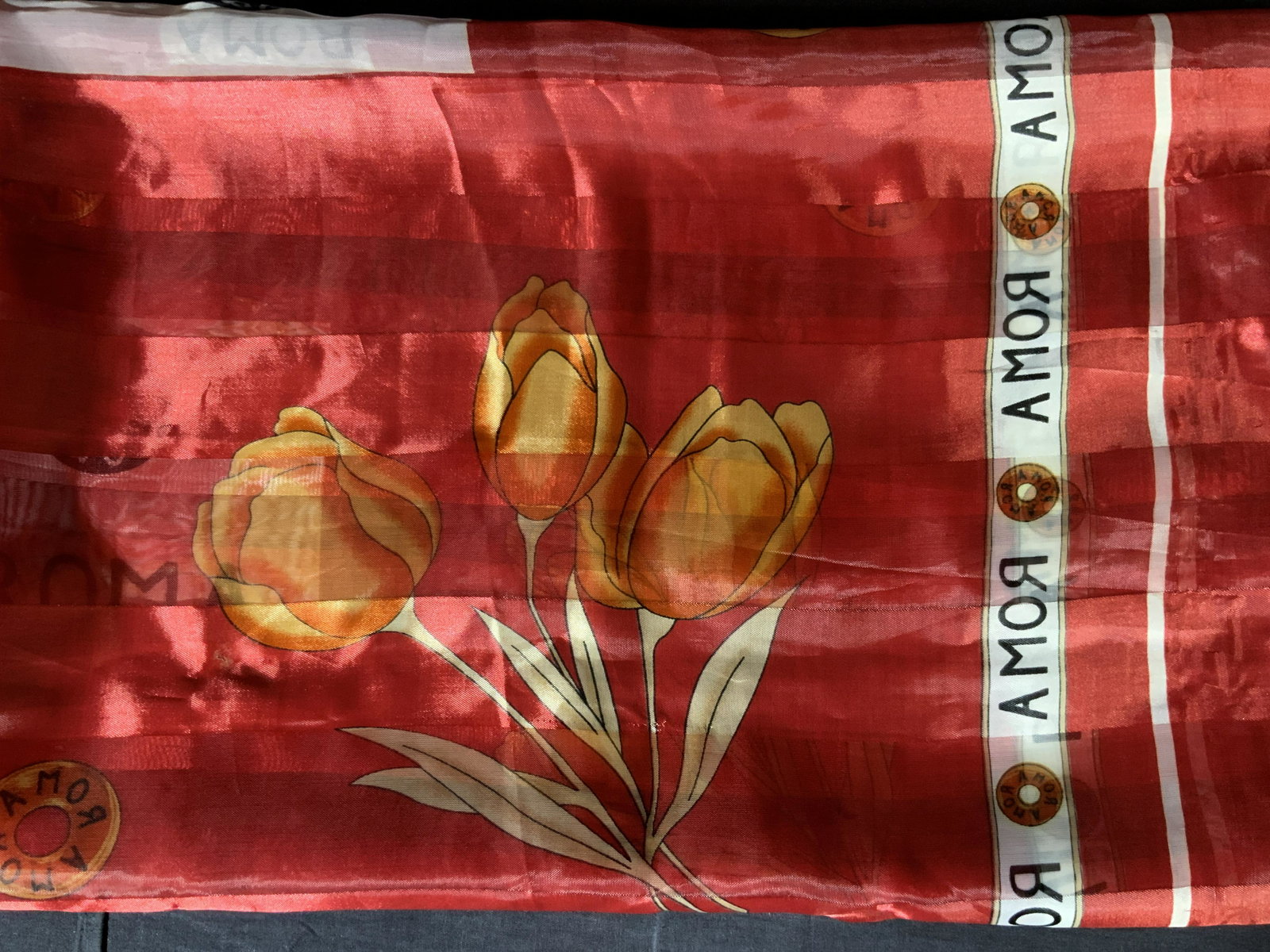 Red Roma Hand Rolled Edges Rayon Scarf (1 of 10)
