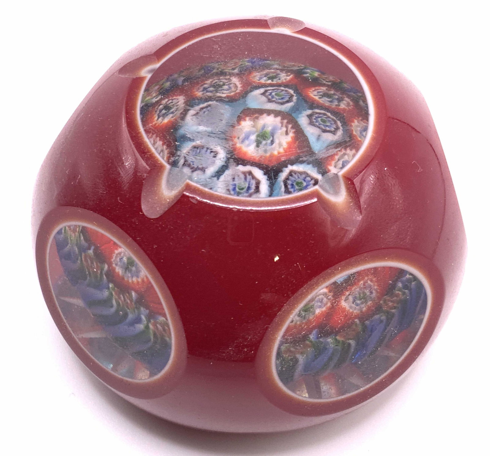 Cut Art Glass Millifiori Style Paperweight (1 of 7)