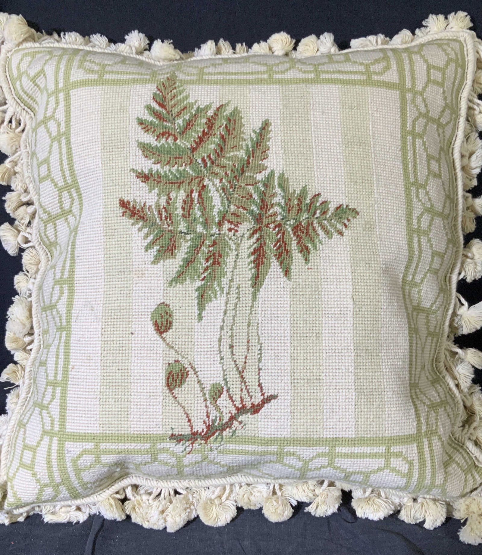 Feather Needle Point & Petit Point Tassel pillow (1 of 6)