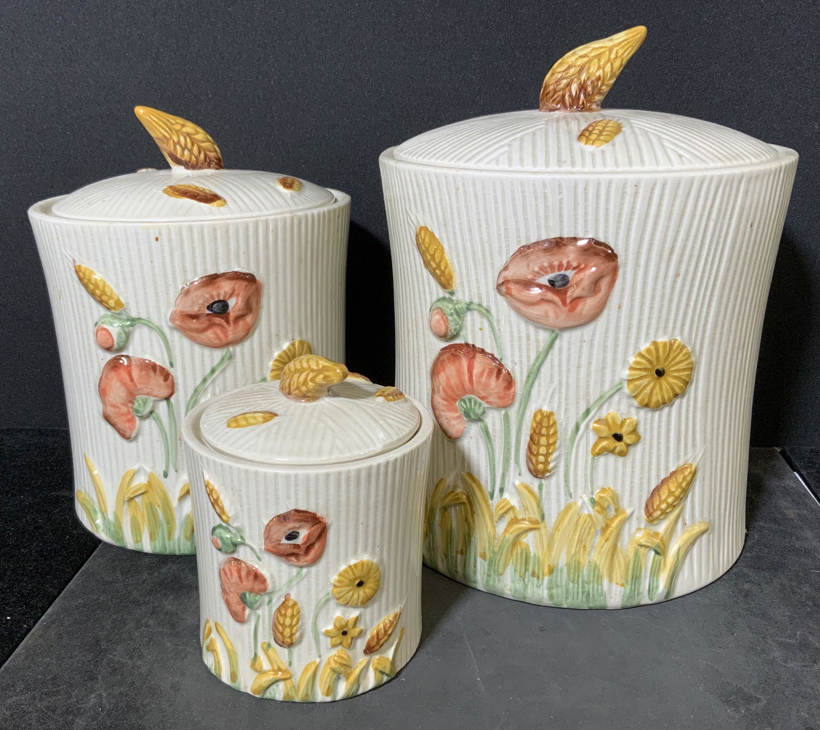 Set 3 Hand Painted Jars, Japan (1 of 6)