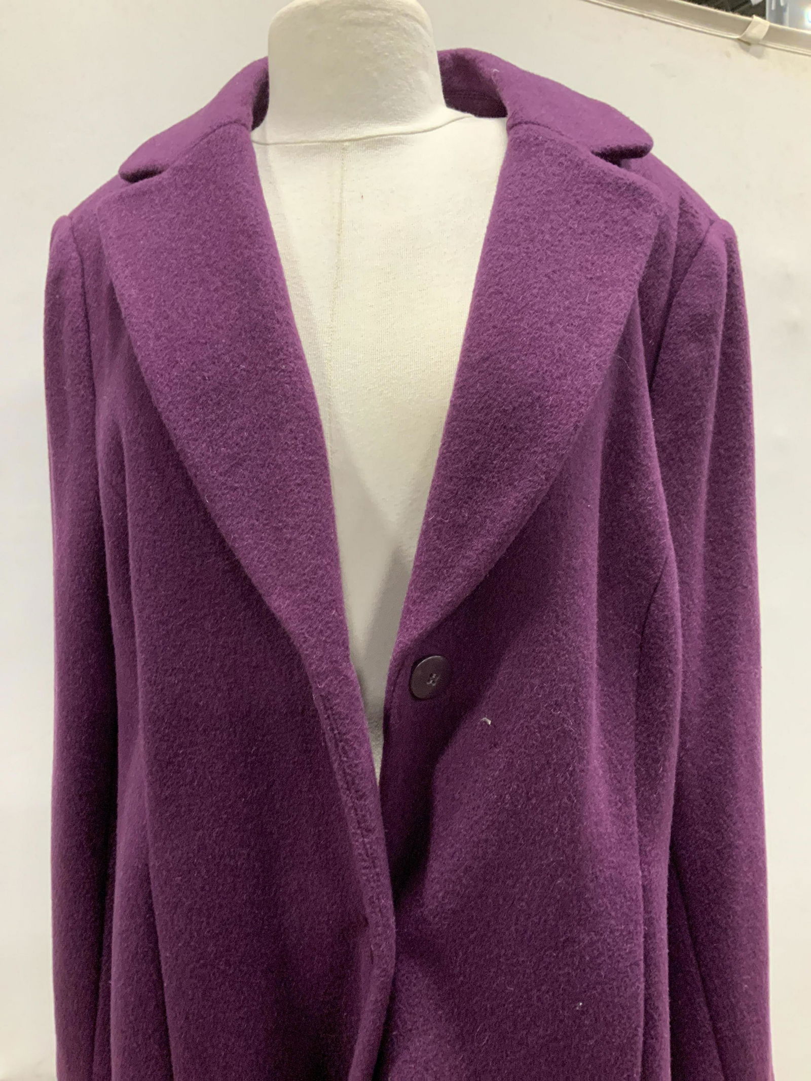 Saks Fifth Avenue Eggplant Long Wool Coat (1 of 7)