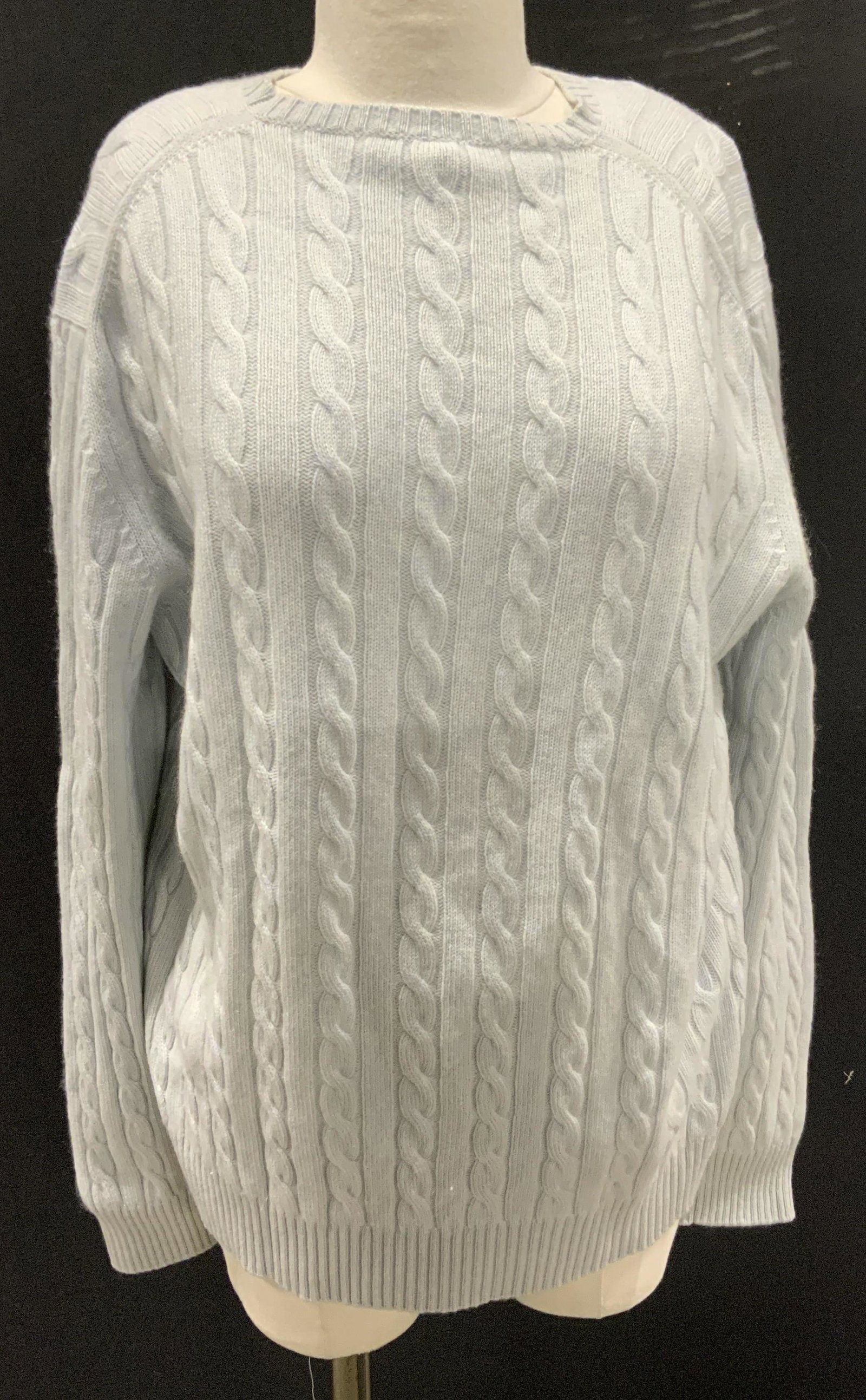 MANRICO Knit Wool Sweater, Italy: Knit spun wool sweater. Powder blue hue. Label reads Manrico Made in Italy. Measures approx 23 inches w, 26 inches sleeve length. 26.5 inches long. Wear is consistent with use. Womens Wearables, Vinta