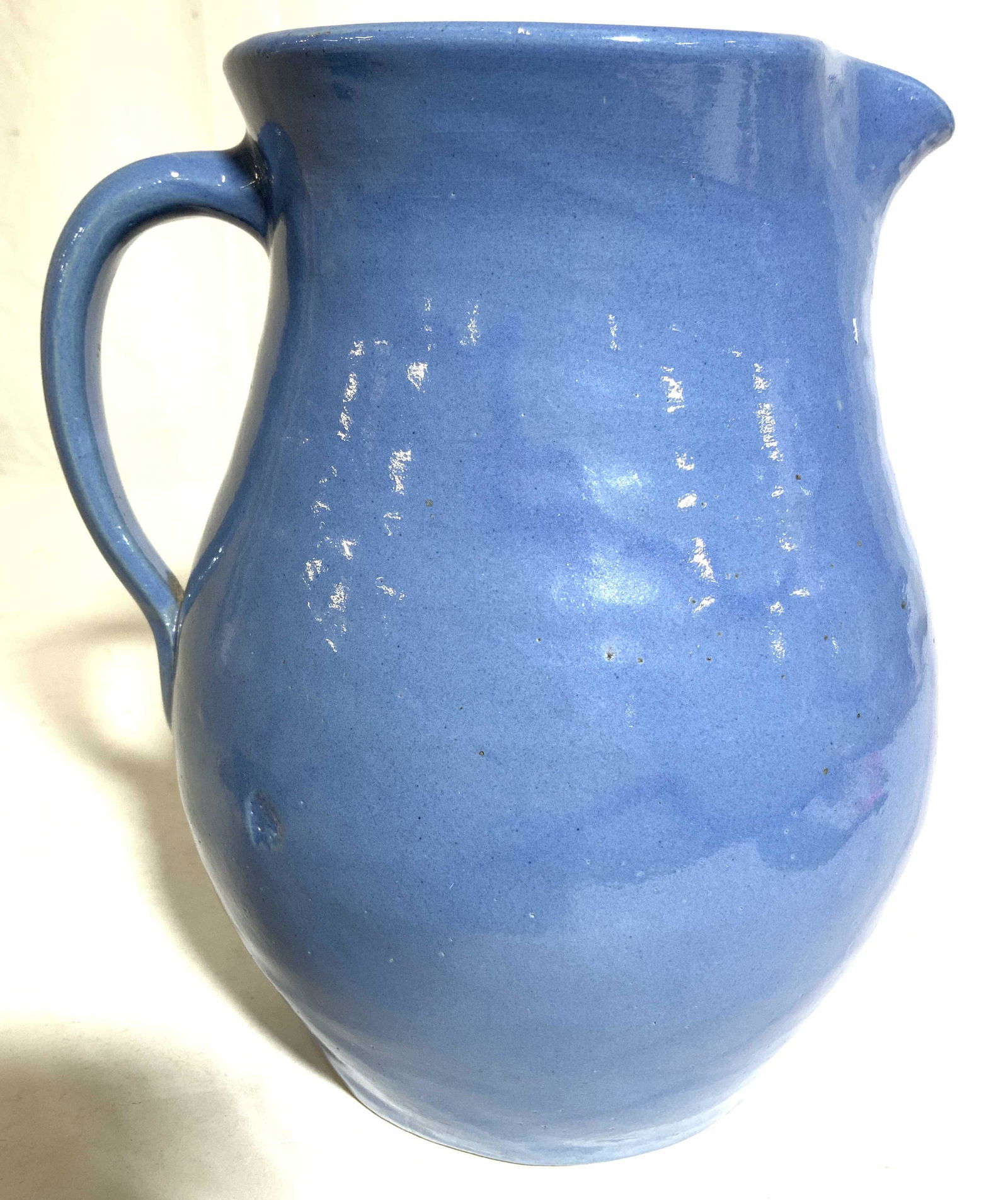 Vntg Blue Ceramic Pitcher Vessel (1 of 8)