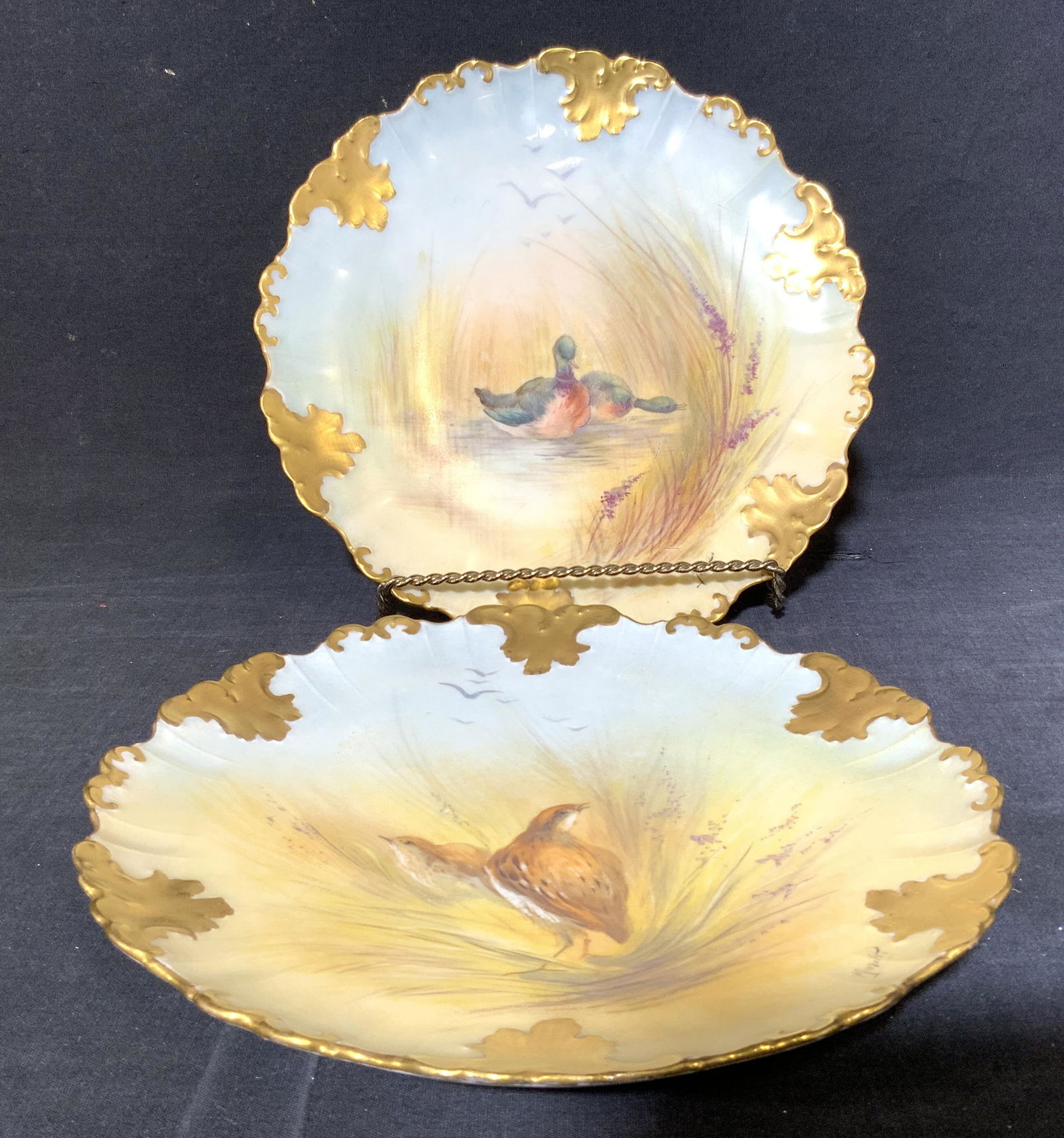 Lot 2 Vntg LIMOGES FRANCE Porcelain Duck Plates (1 of 8)