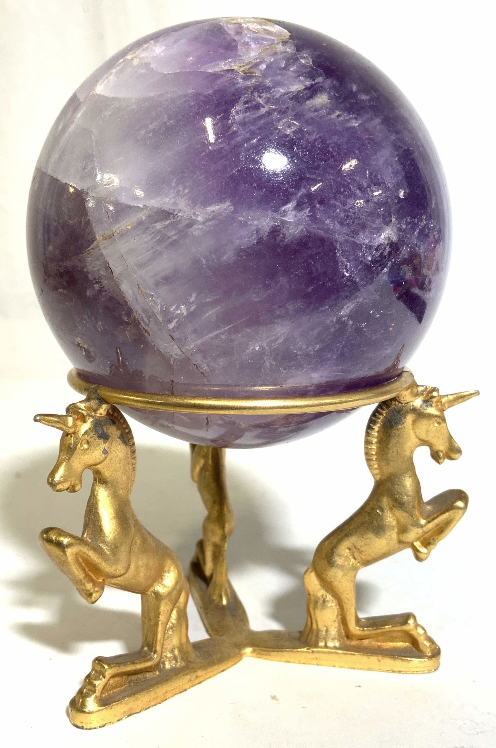 Amethyst Gazing Ball W Unicorn Stand (1 of 8)