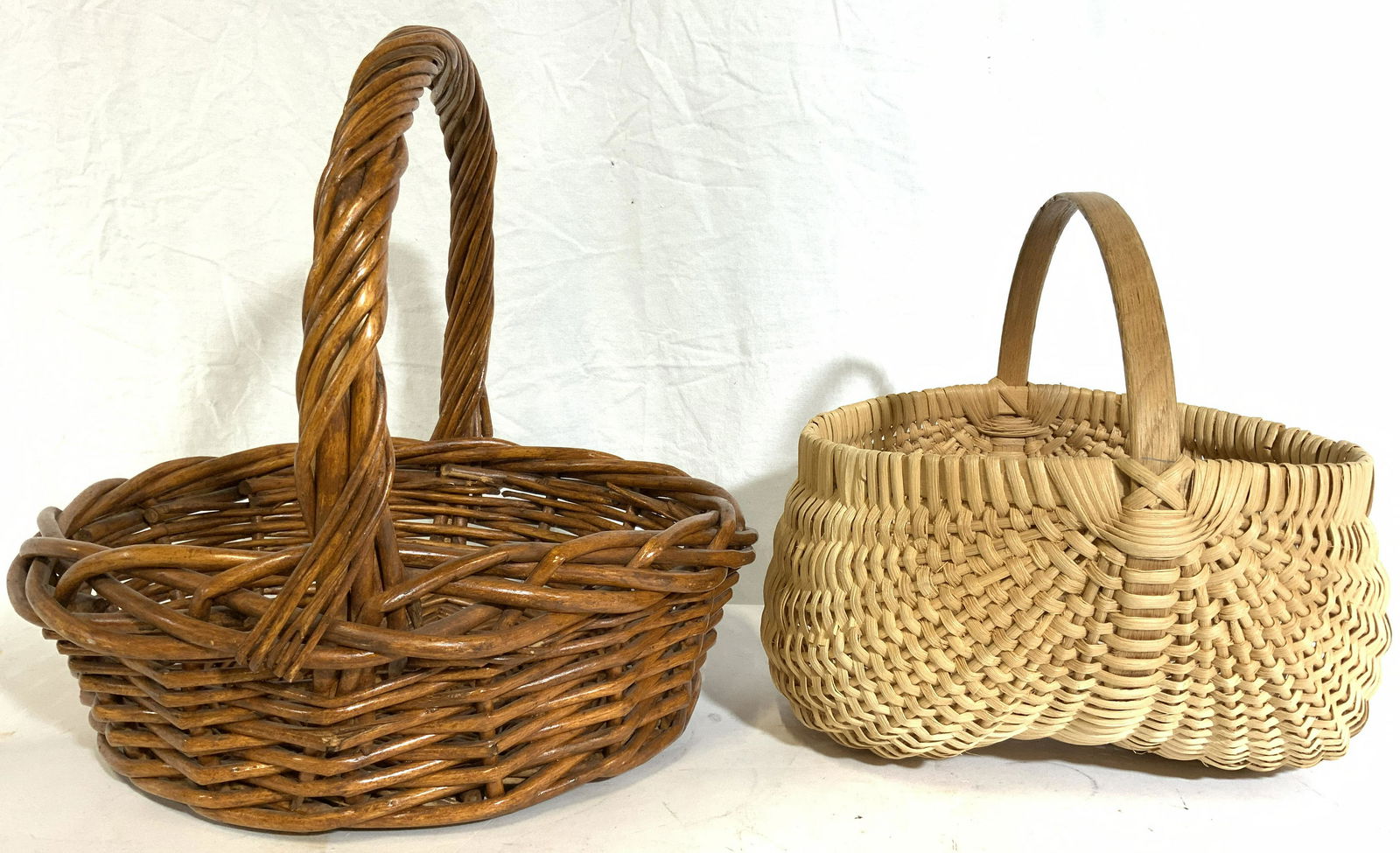 Lot 2 Split Oak Basket & Woven Wicker Basket (1 of 8)