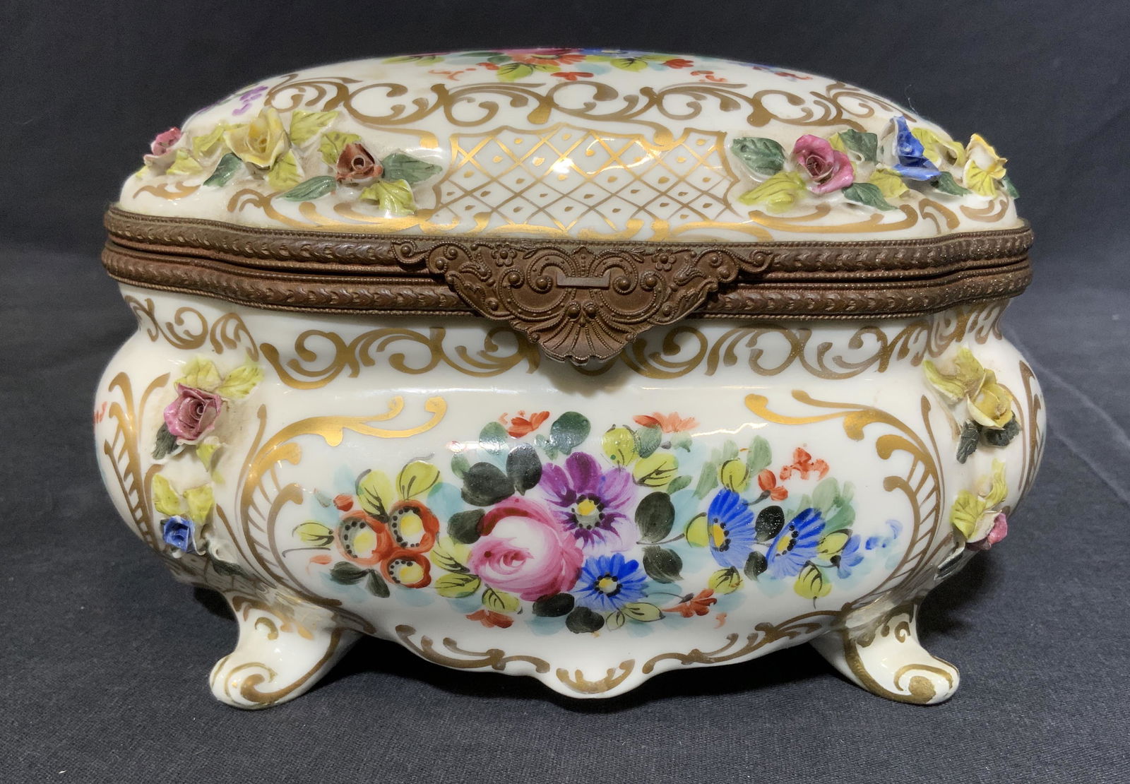 Hand Painted Ceramic Jewelry Chest, France (1 of 7)