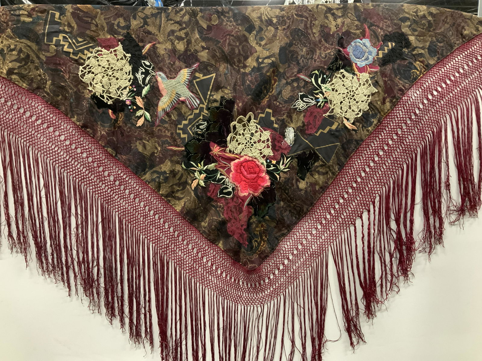 Multi Textile Vintage Flamenco Shawl w Tassels (1 of 8)