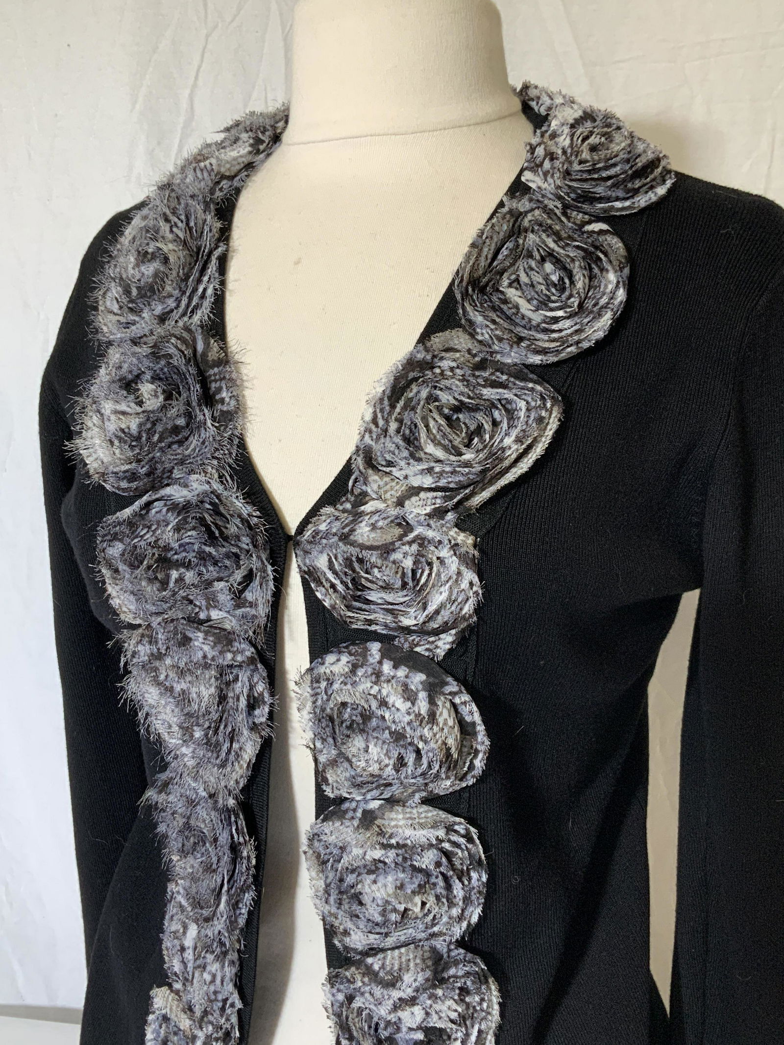 RED Brand Black Viscose Cardigan w Rosettes (1 of 5)