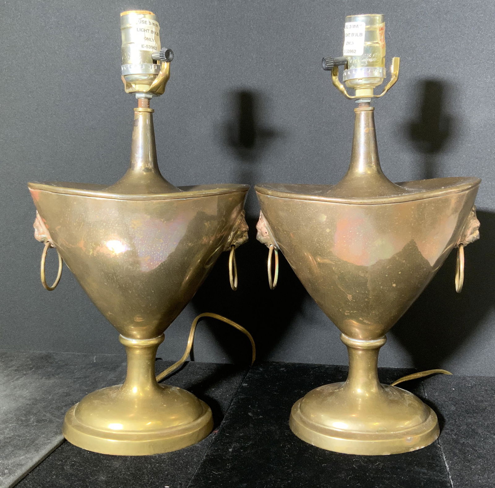 Pair Vintage Brass Urn Lamps (1 of 8)