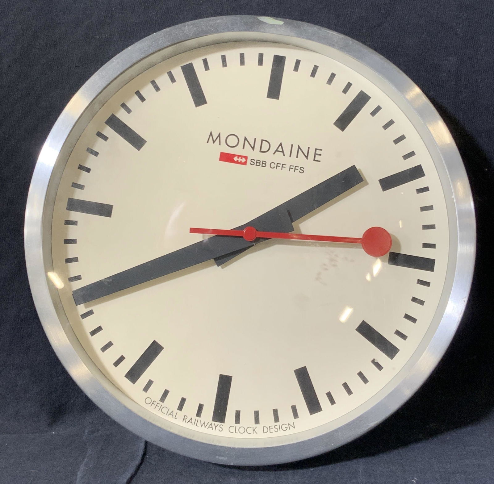 MONDAINE Signed Chrome Style Metal Wall Clock (1 of 8)