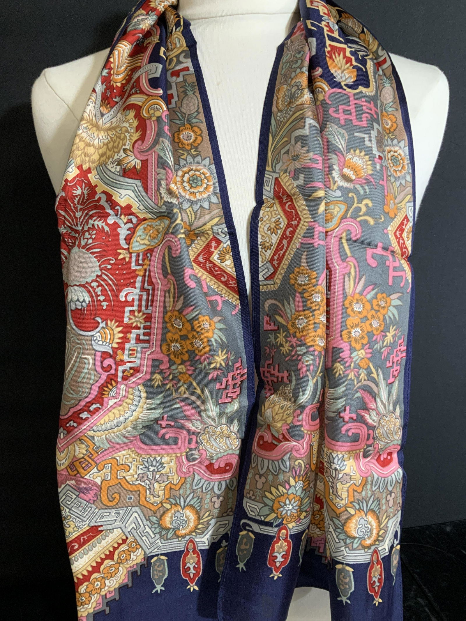 LIBERTY OF LONDON Silk Shawl Collar Scarf, England (1 of 8)
