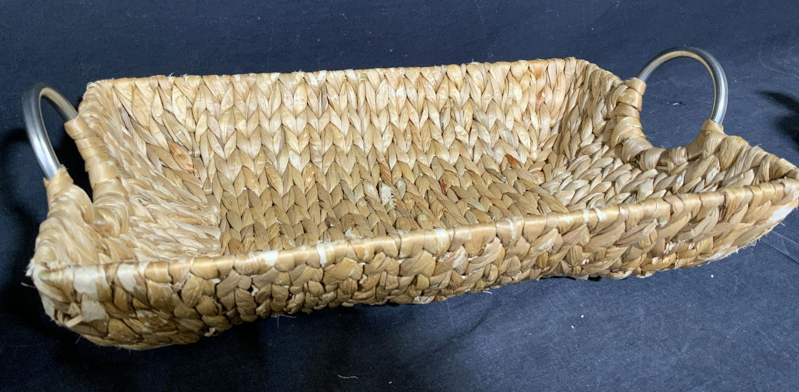 Nantucket Style Woven Basket w Metal Handles (1 of 4)