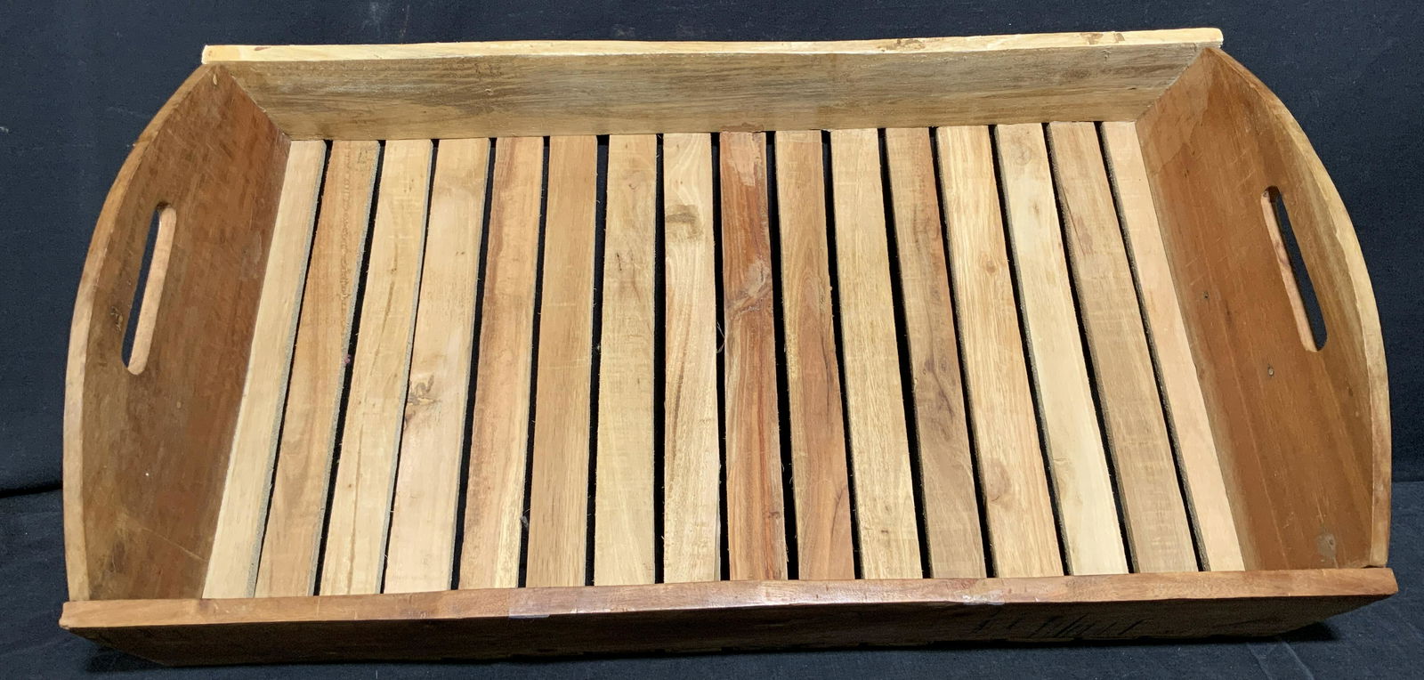 Rusticated Wood Serving Tray with Handles (1 of 5)