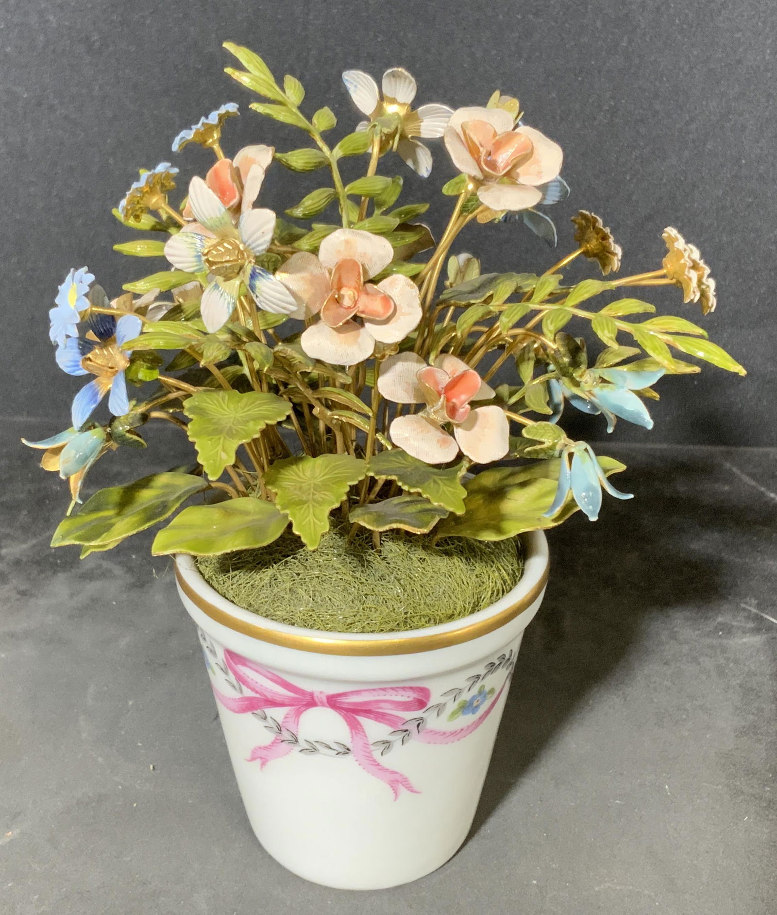 LIMOGES Enameled Brass Flower, France (1 of 5)