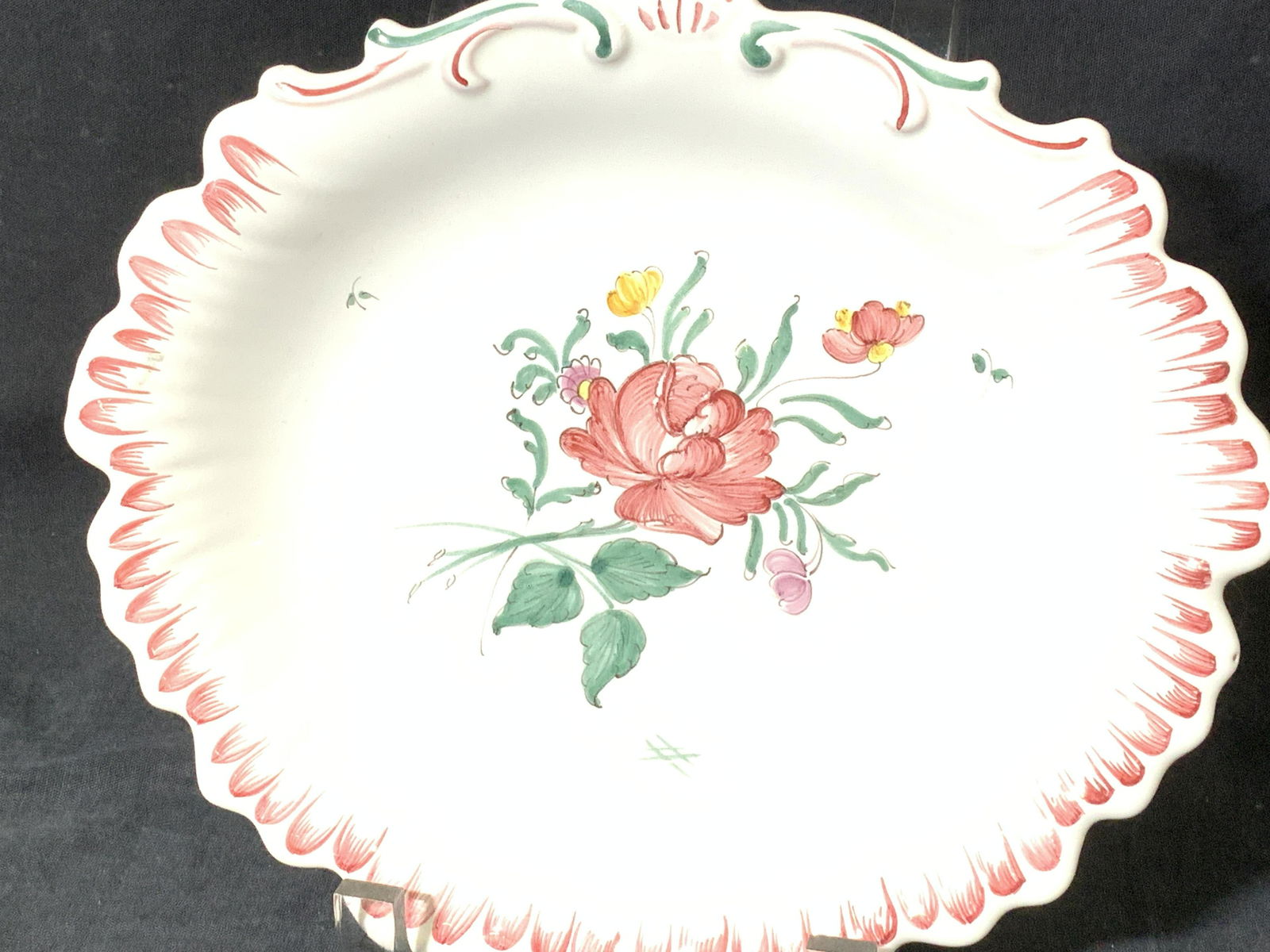 Signed French Faience Hand Painted Ceramic Dish (1 of 6)