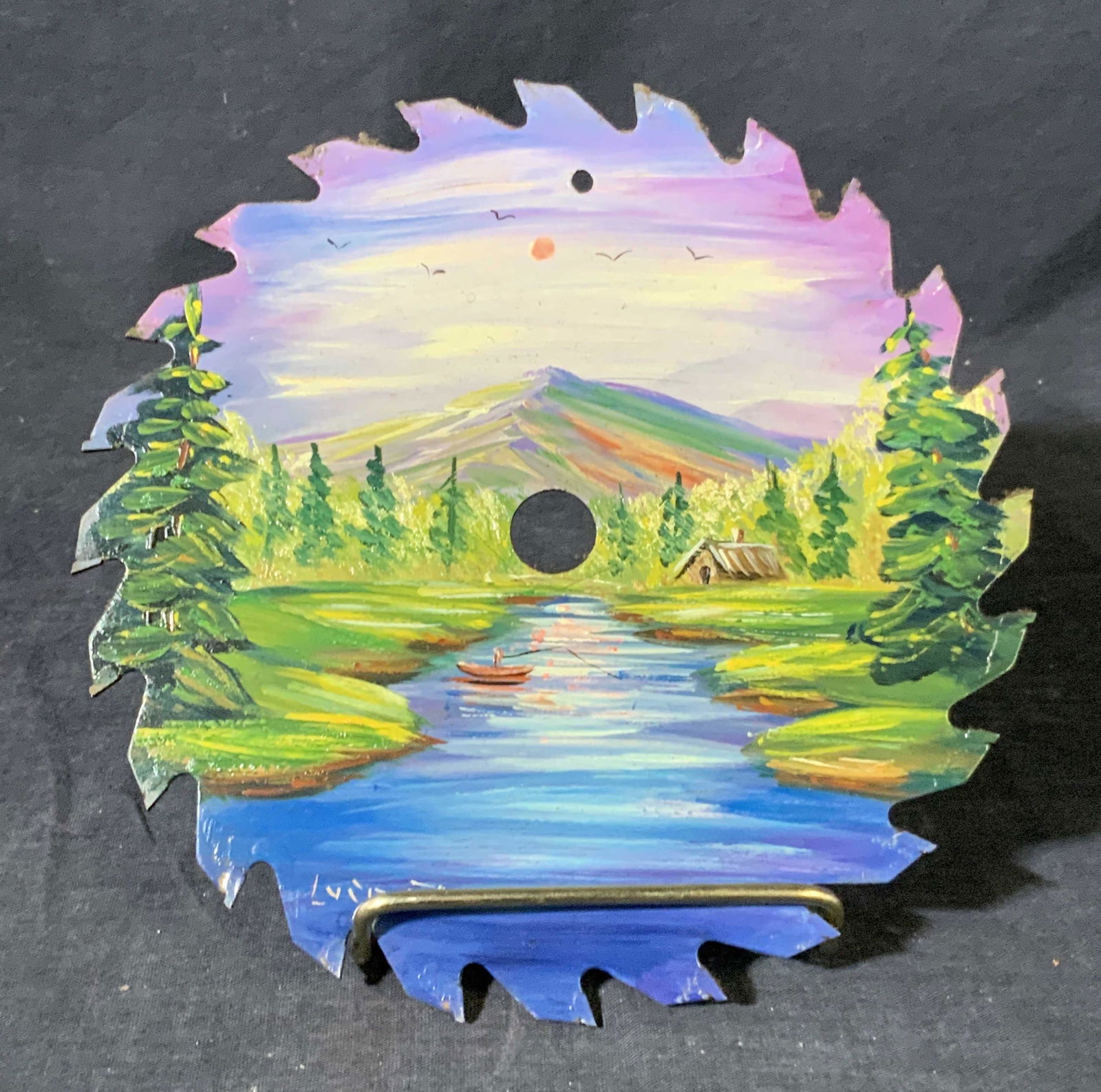 Signed Hand Painted Landscape on Saw blade (1 of 8)