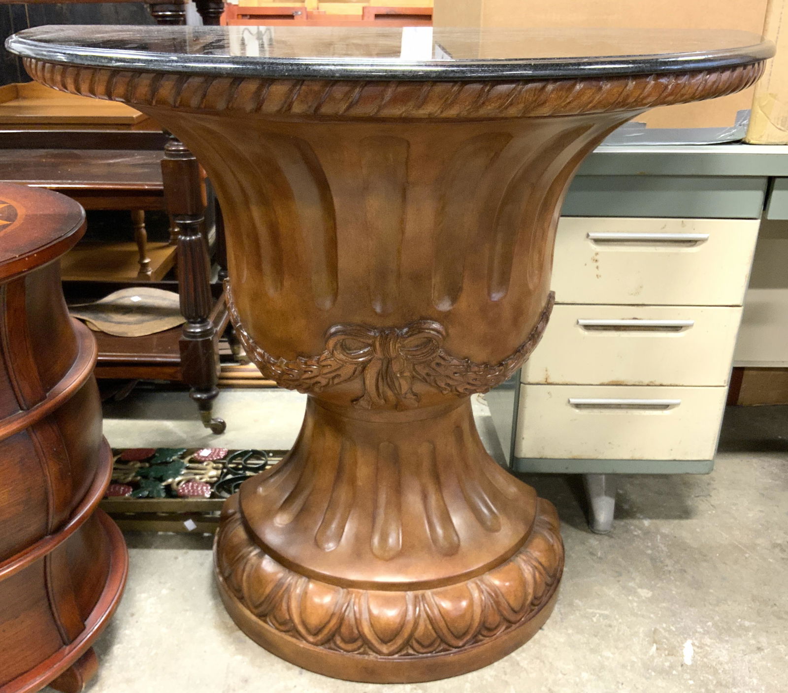 Ornate Demilune Half Moon Table W Marble Top (1 of 8)