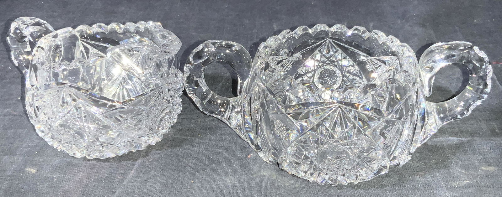 Hand Cut Crystal Cream Pourer & Sugar Bowl (1 of 10)