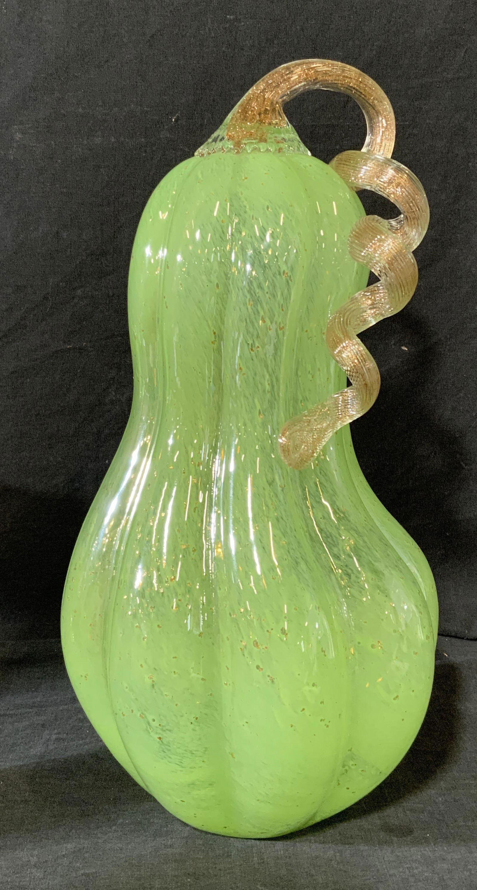 Light Up Art Glass Tall Green Squash (1 of 5)