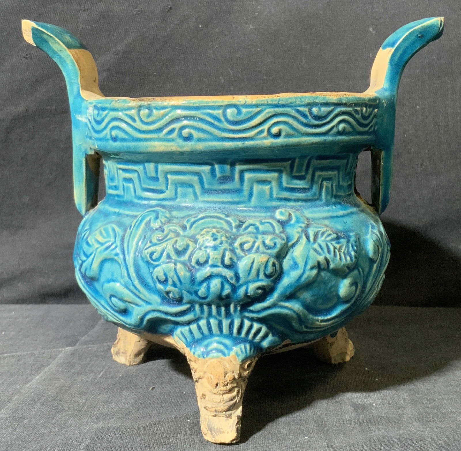 Asian Style Three Footed Ceramic Vessel (1 of 7)