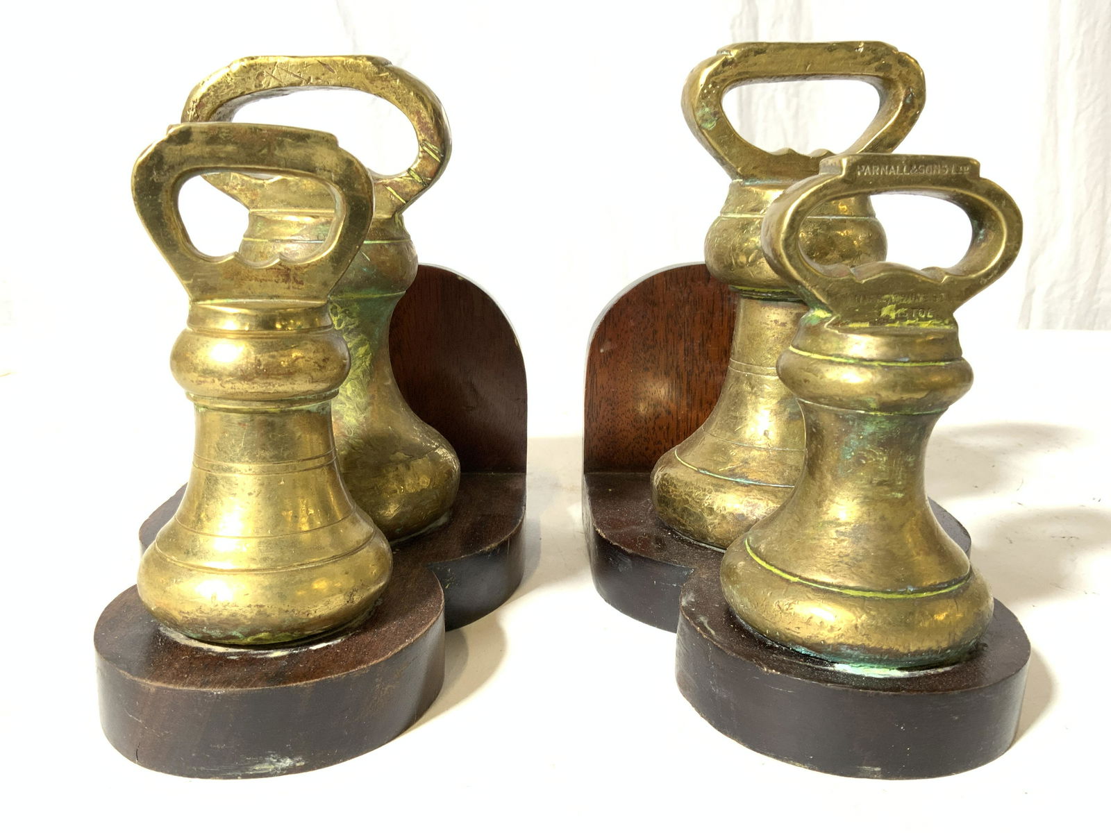 PARNALL & SONS Brass Weight & Wooden Bookends (1 of 8)