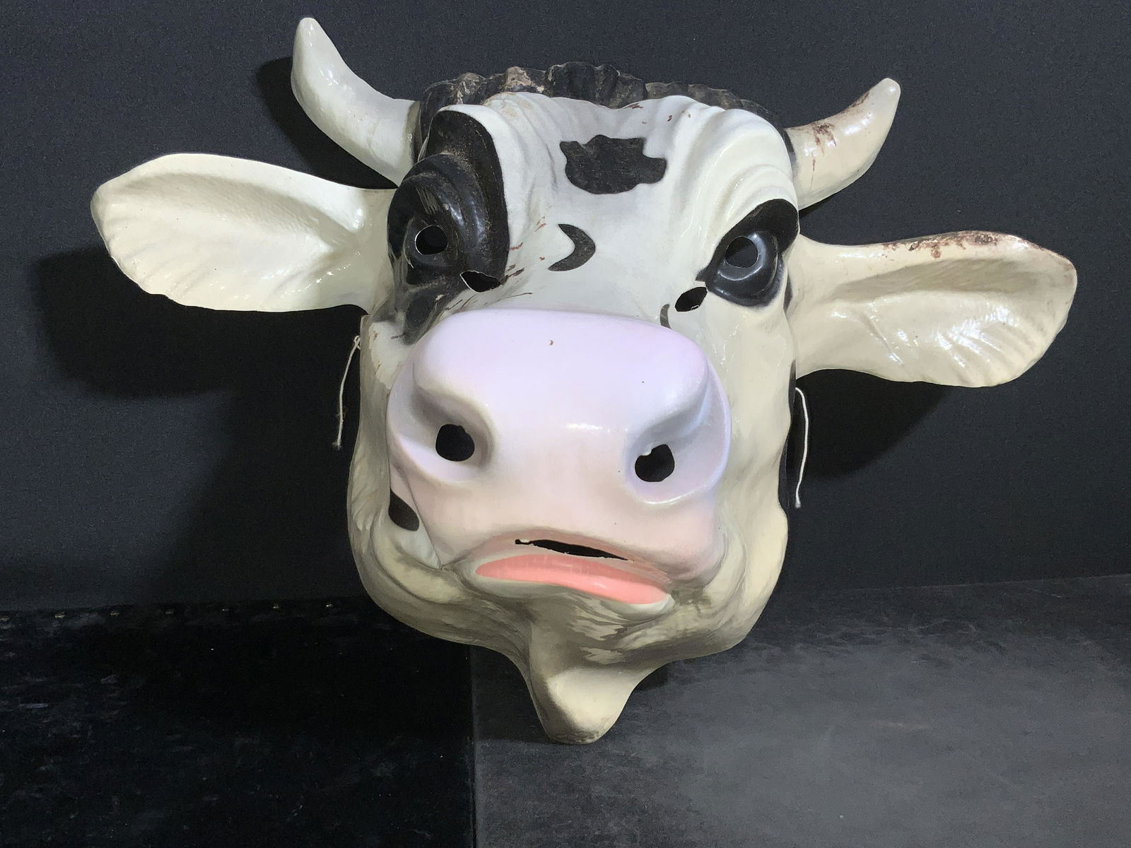 Vintage Painted Composite Cow Mask (1 of 10)