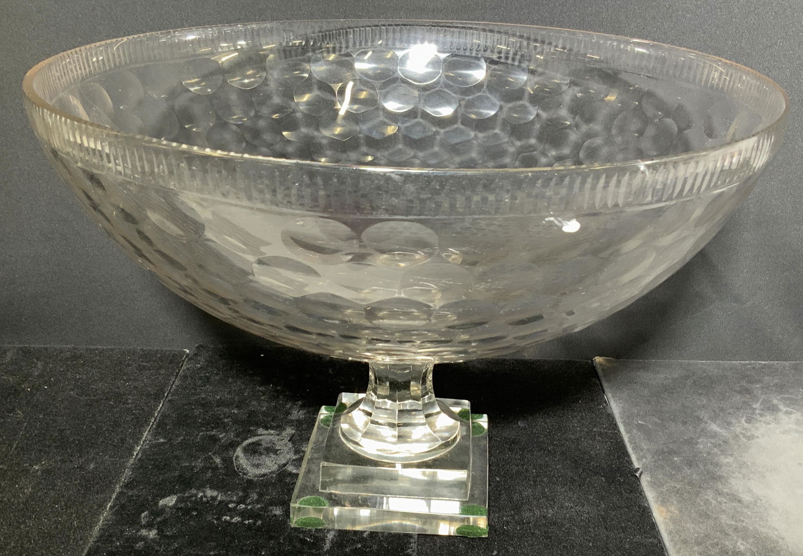 Vtg Cut Crystal Punch Bowl on Lucite Stand (1 of 7)