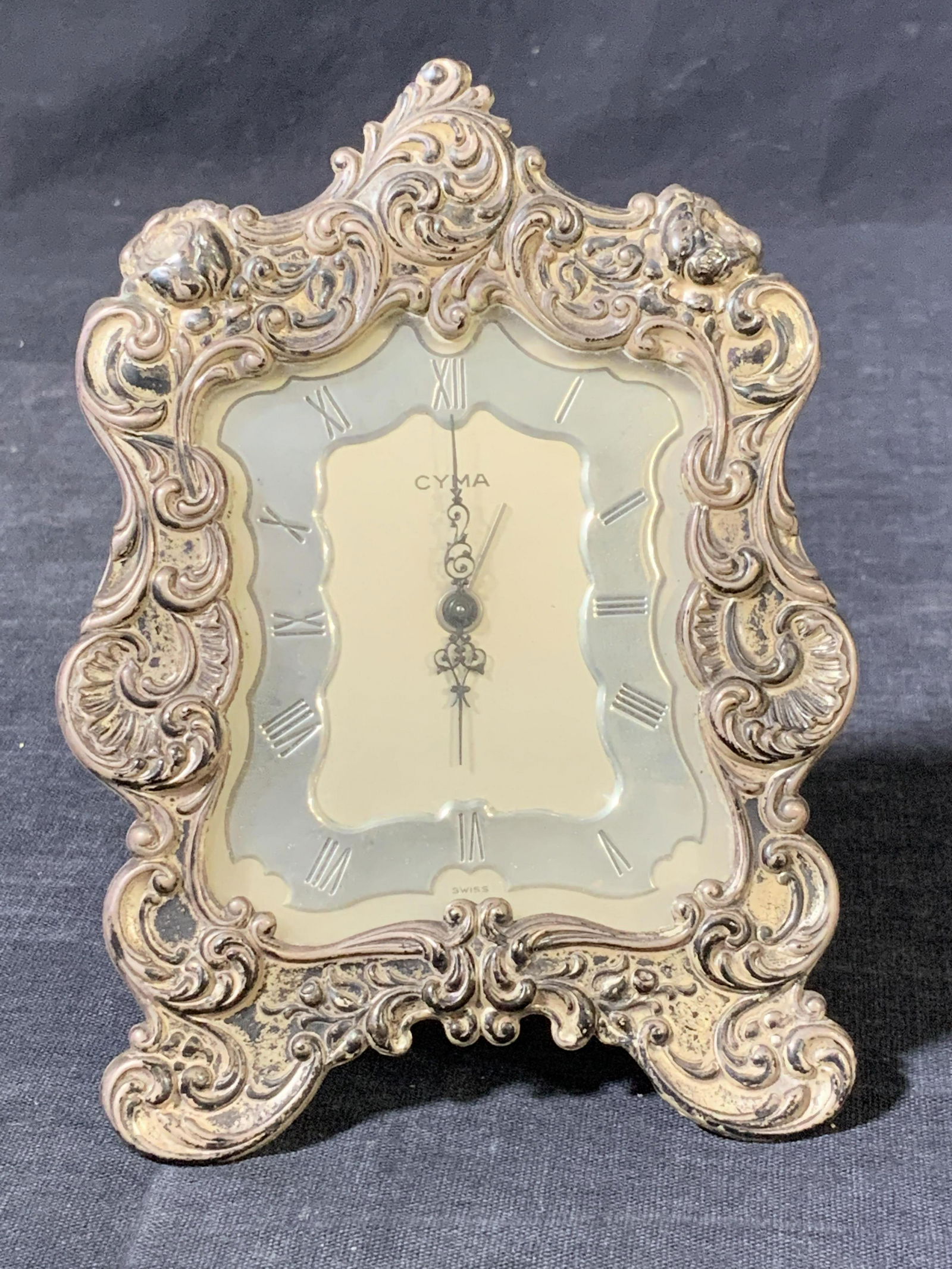 Antique RepoussÃ© Sterling Silver Frame Cyma Clock (1 of 7)