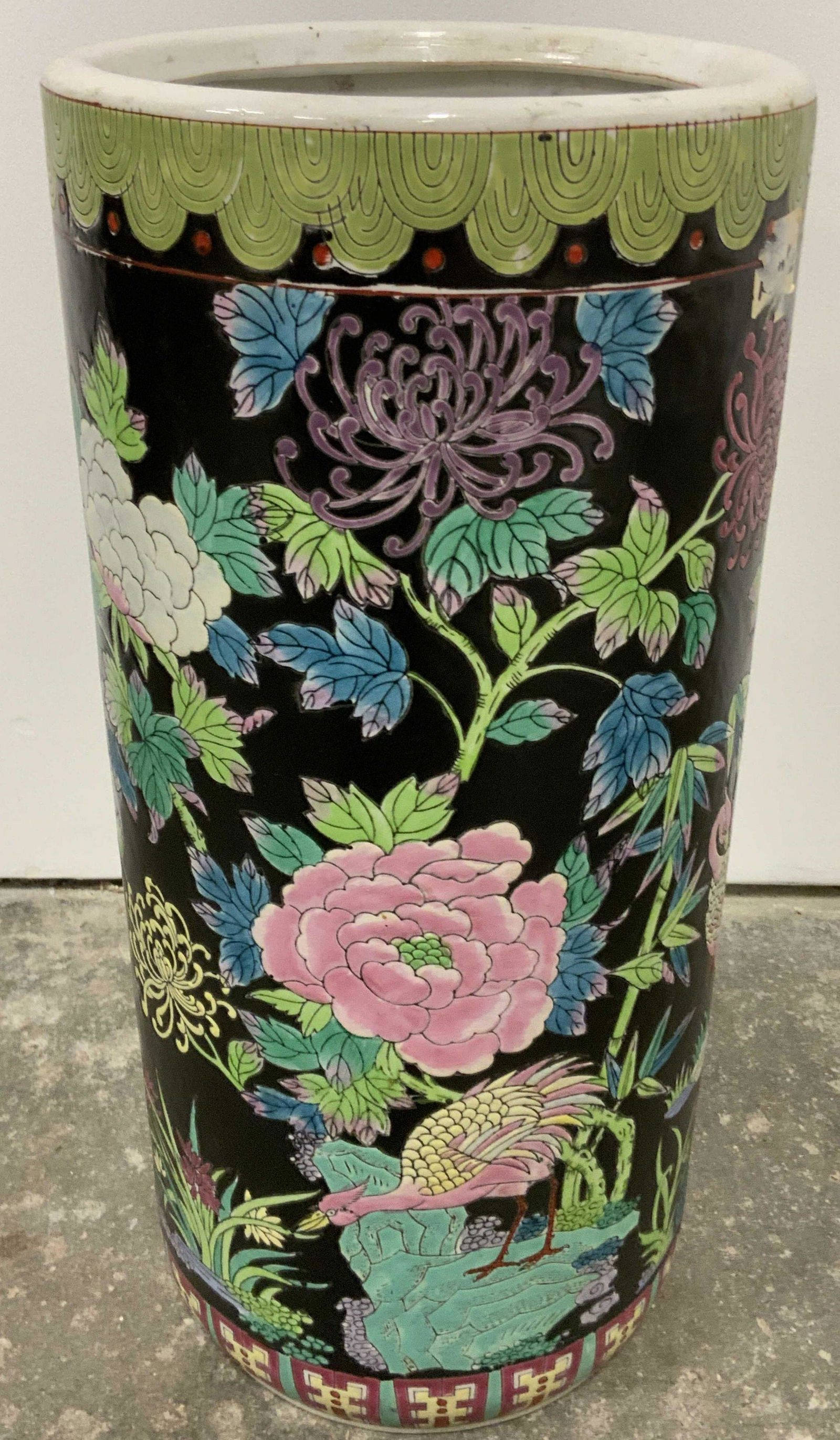 Vntg Hand Painted Asian Porcelain Umbrella Stand (1 of 12)