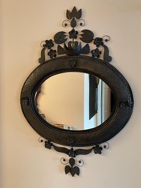 Ornate arts and Crafts Hand metal Mirror (1 of 10)