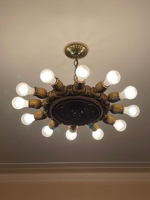 Vintage Gilt Metal 12 Arm chandelier (1 of 14)