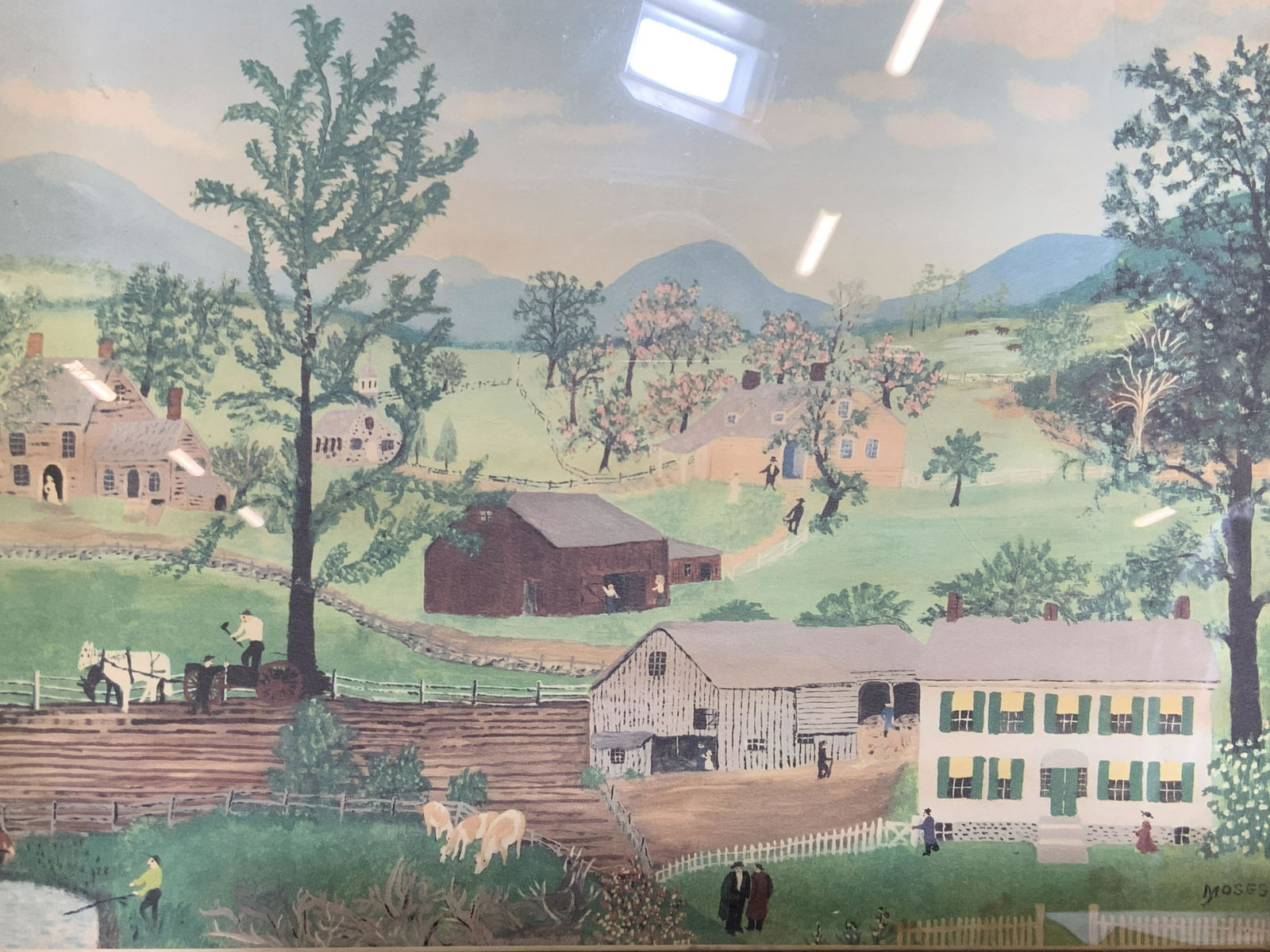 GRANDMA MOSES Naive Art Lithograph of Farm (1 of 9)