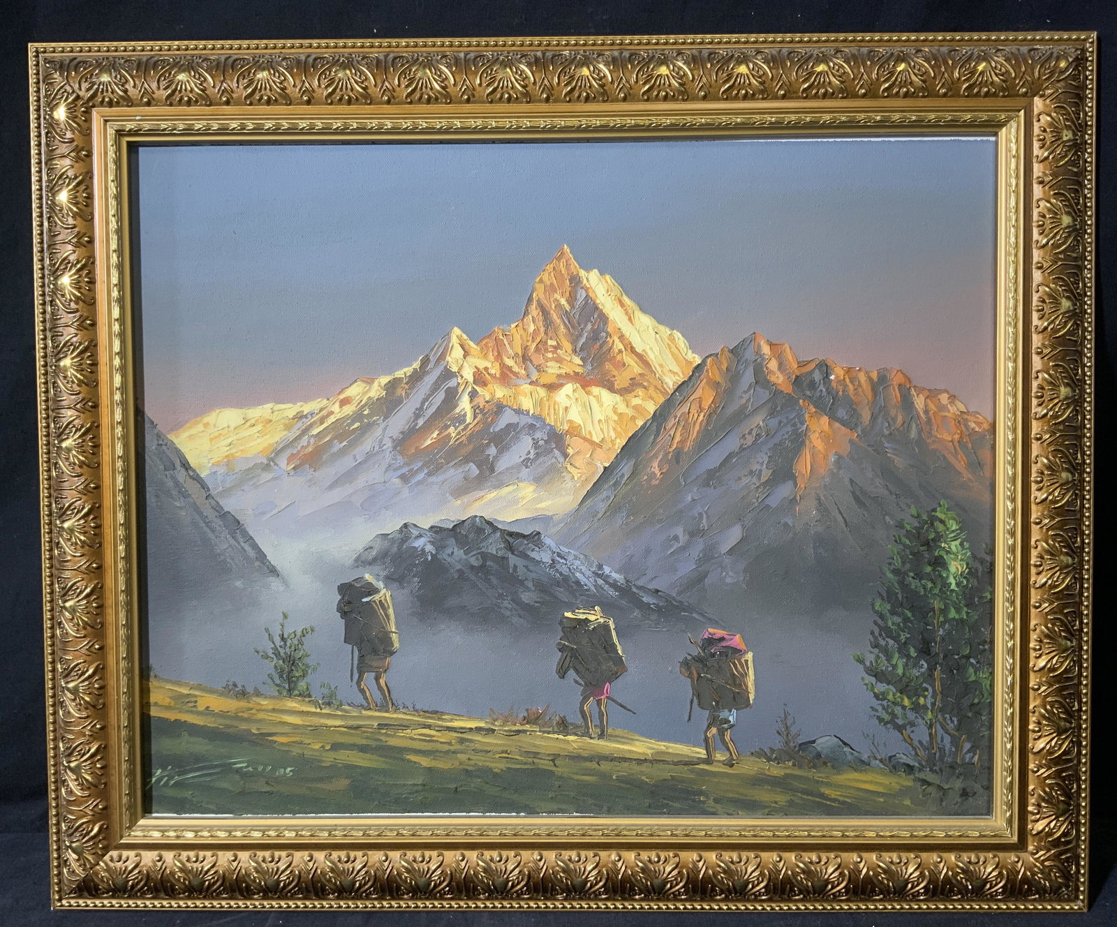 Mountainside Sunset Signed Acrylic on Canvas Board (1 of 10)