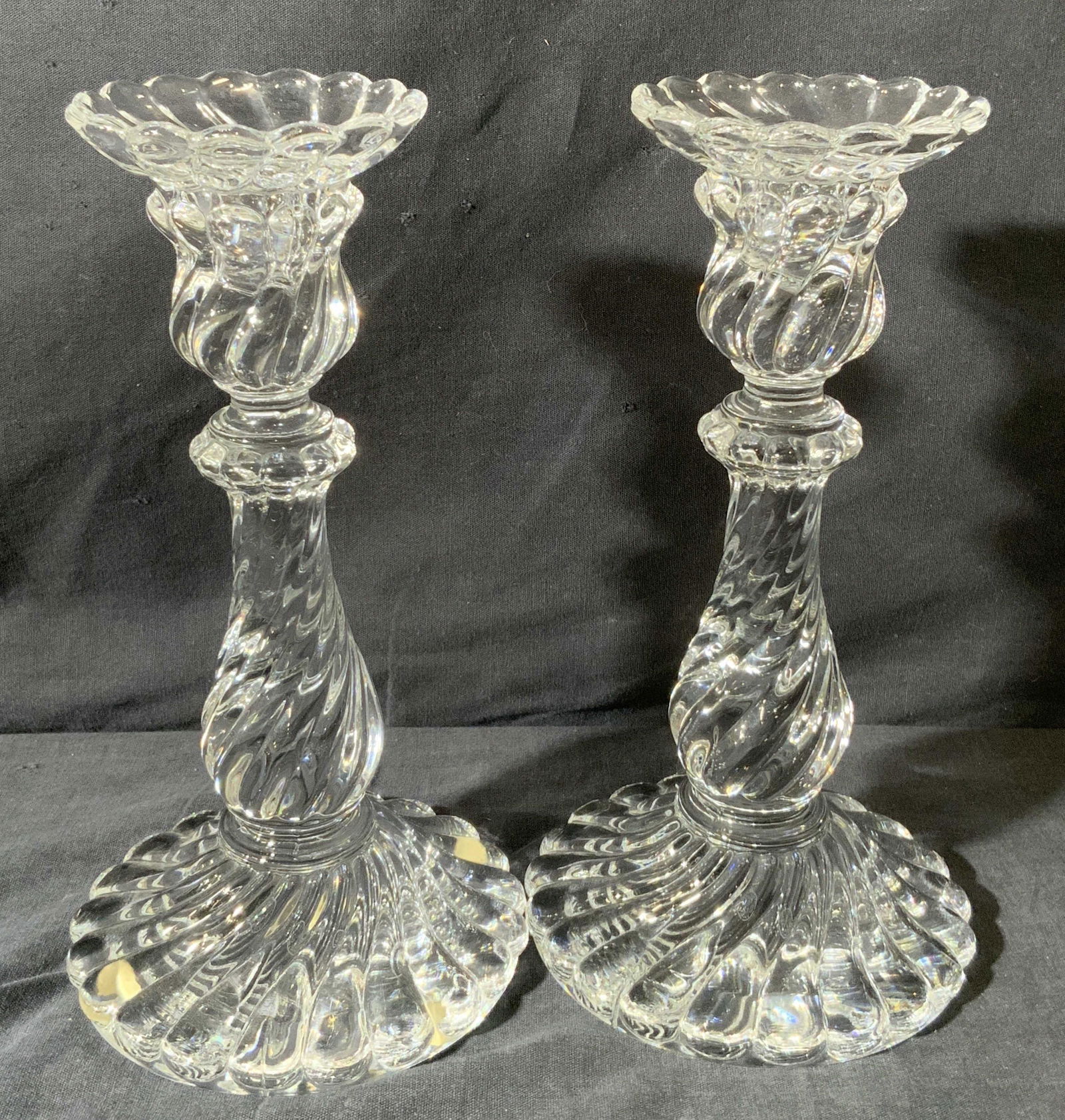 Pair BACCARAT FRANCE Crystal Swirl Candlesticks (1 of 10)