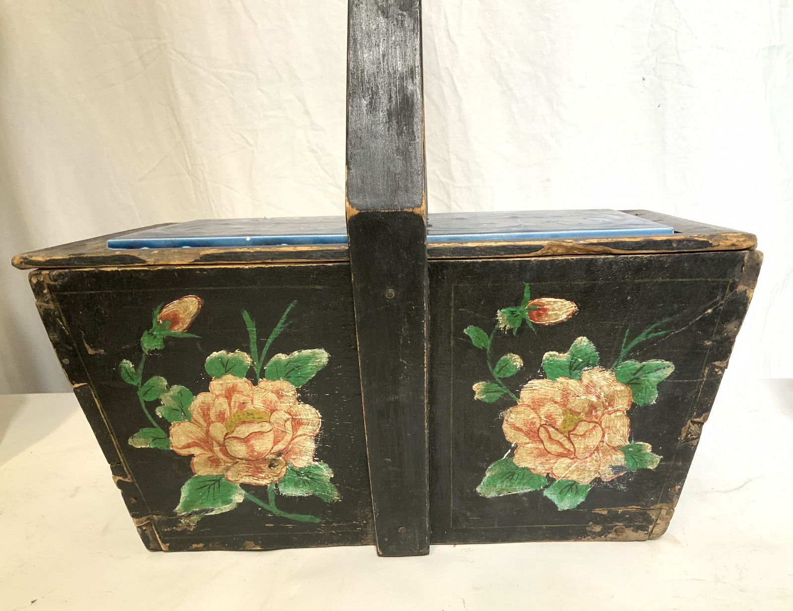Collectible Hand Painted Wood Asian Basket (1 of 10)