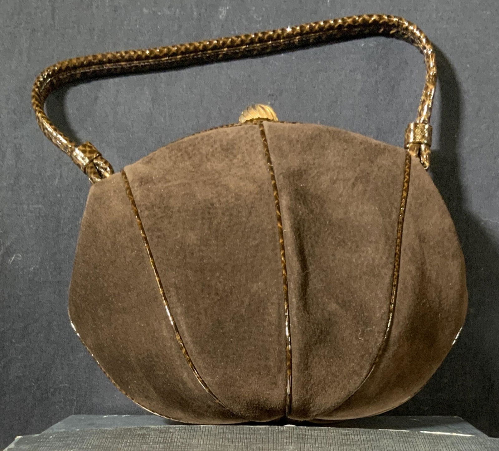 Bergdorf Goodman Suede & Snakeskin Leather Satchel (1 of 10)