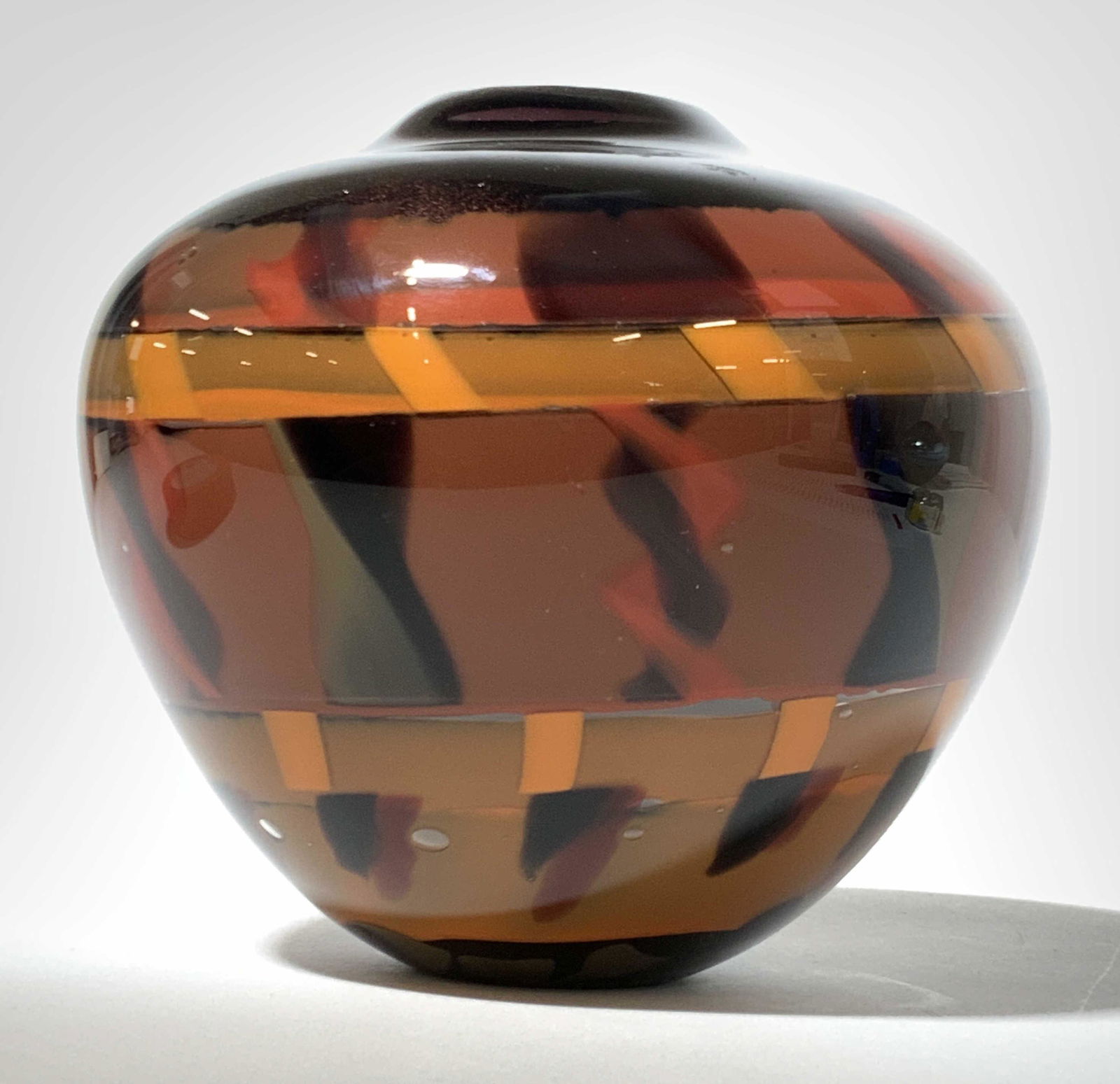 Signed Harkenrider Hand Blown Art Glass Vessel (1 of 9)