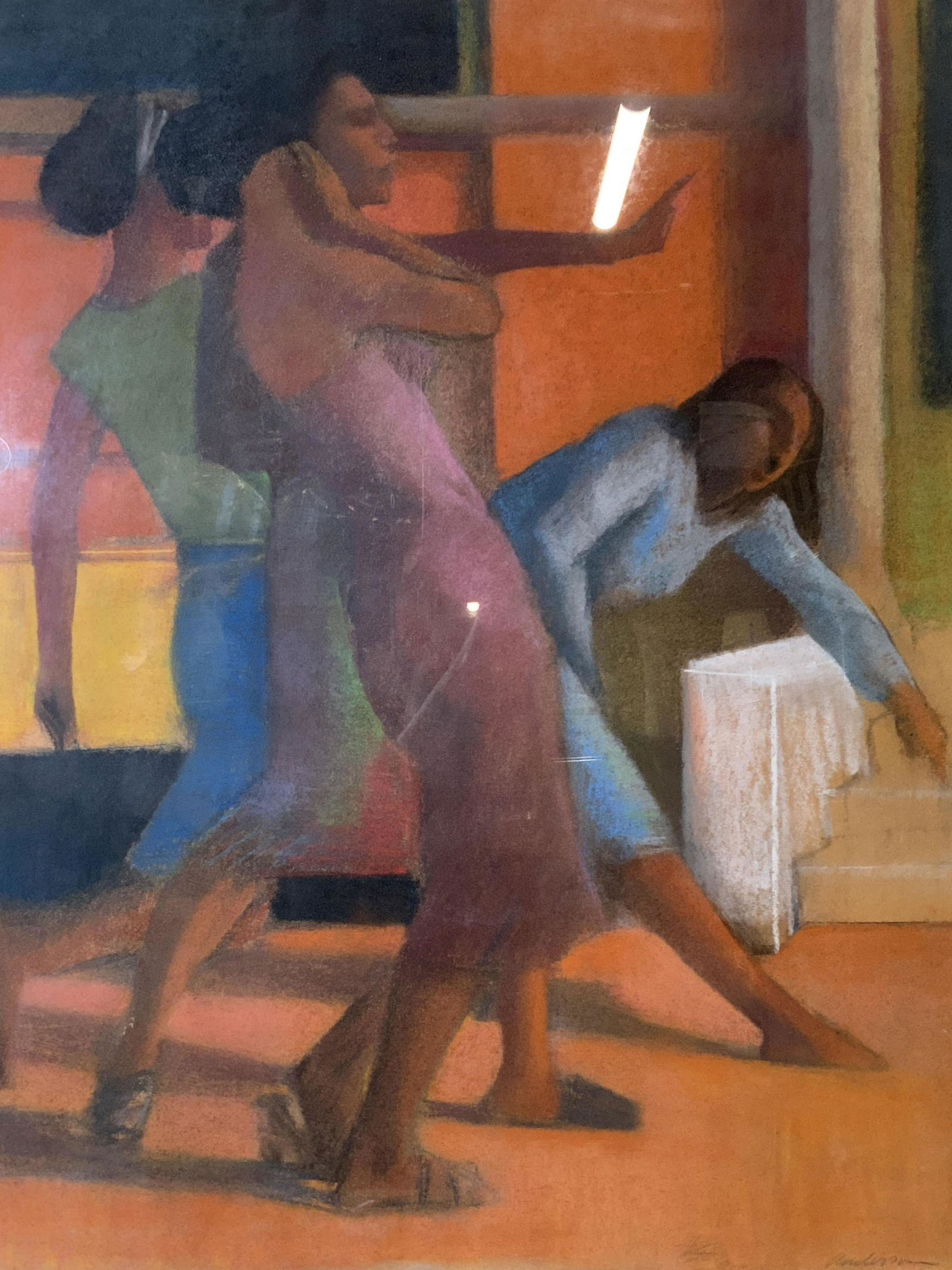 ANDERSON Signed Four Women Pastel on Paper (1 of 12)