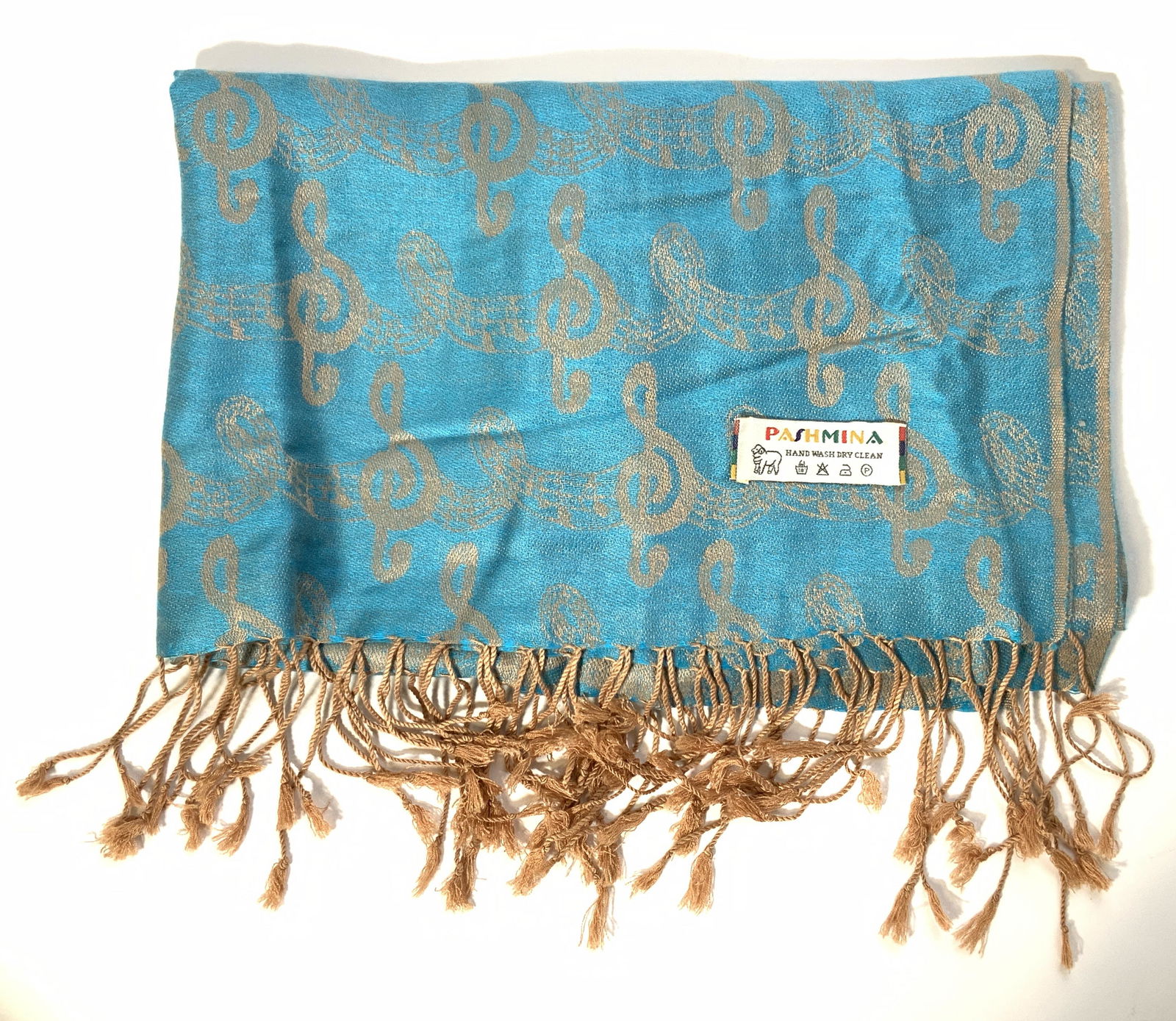 Ladies Blue Reversible Treble Clef PASHMINA Scarf (1 of 9)