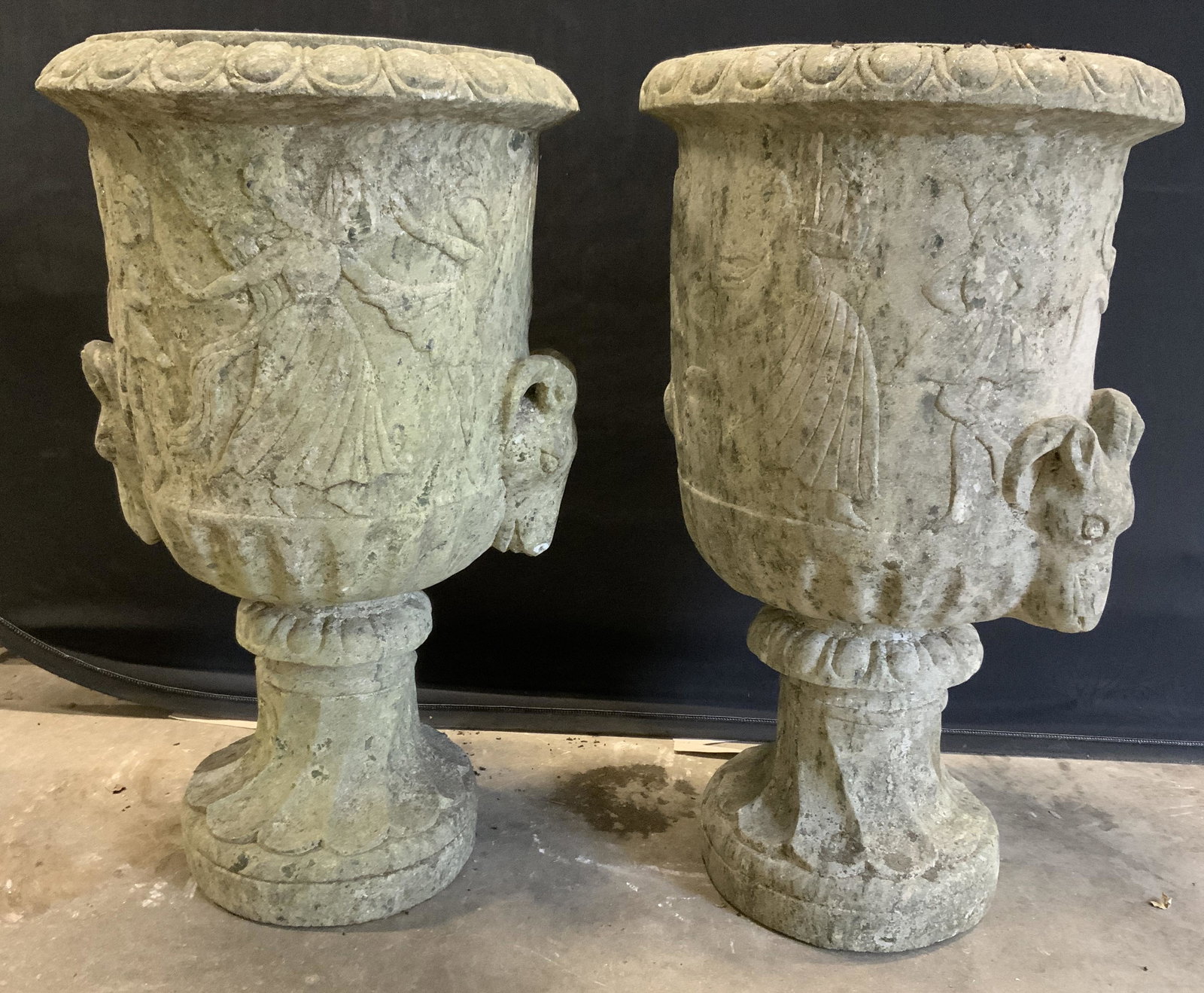 Pair Grand Cast Stone Planters (1 of 9)
