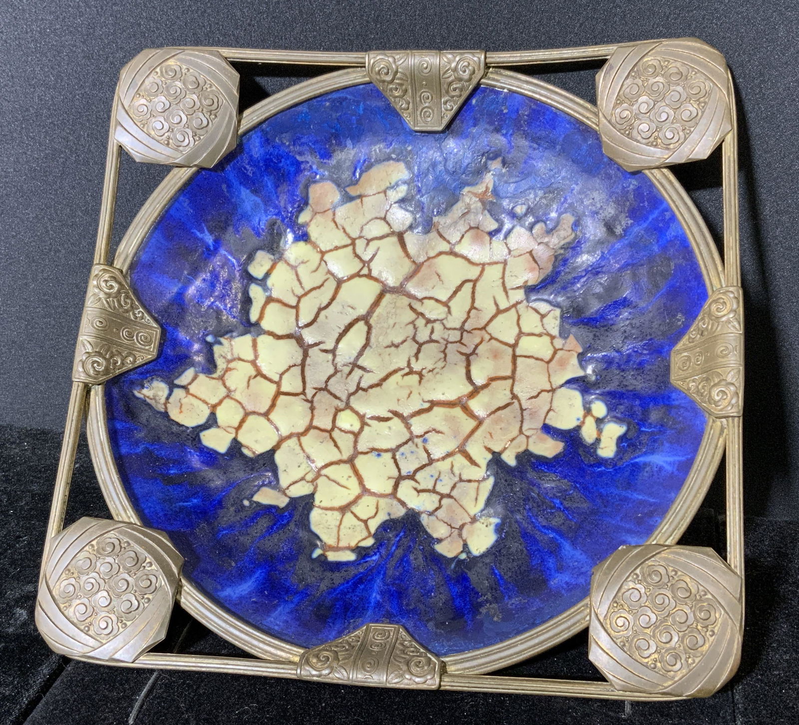 Signed Earthenware & Brass Tray (1 of 10)
