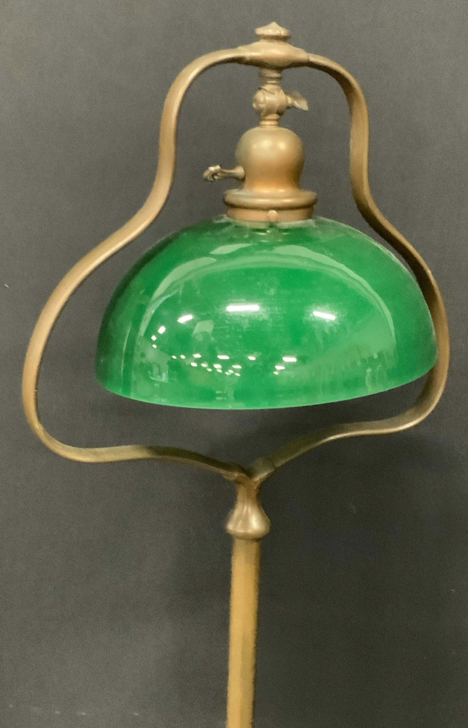 HANDEL Antique Green Glass Shade Metal Floor Lamp (1 of 15)