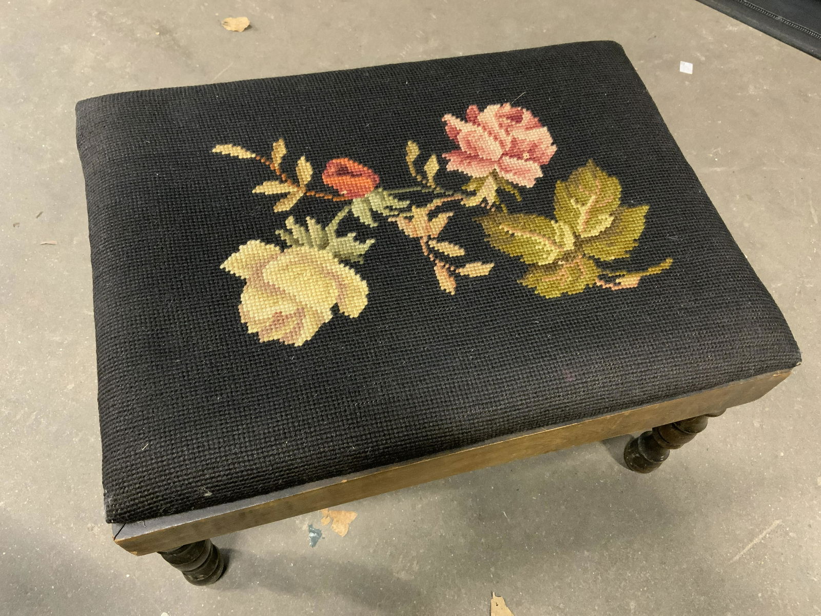 Vintage Needlepoint Footstool (1 of 7)