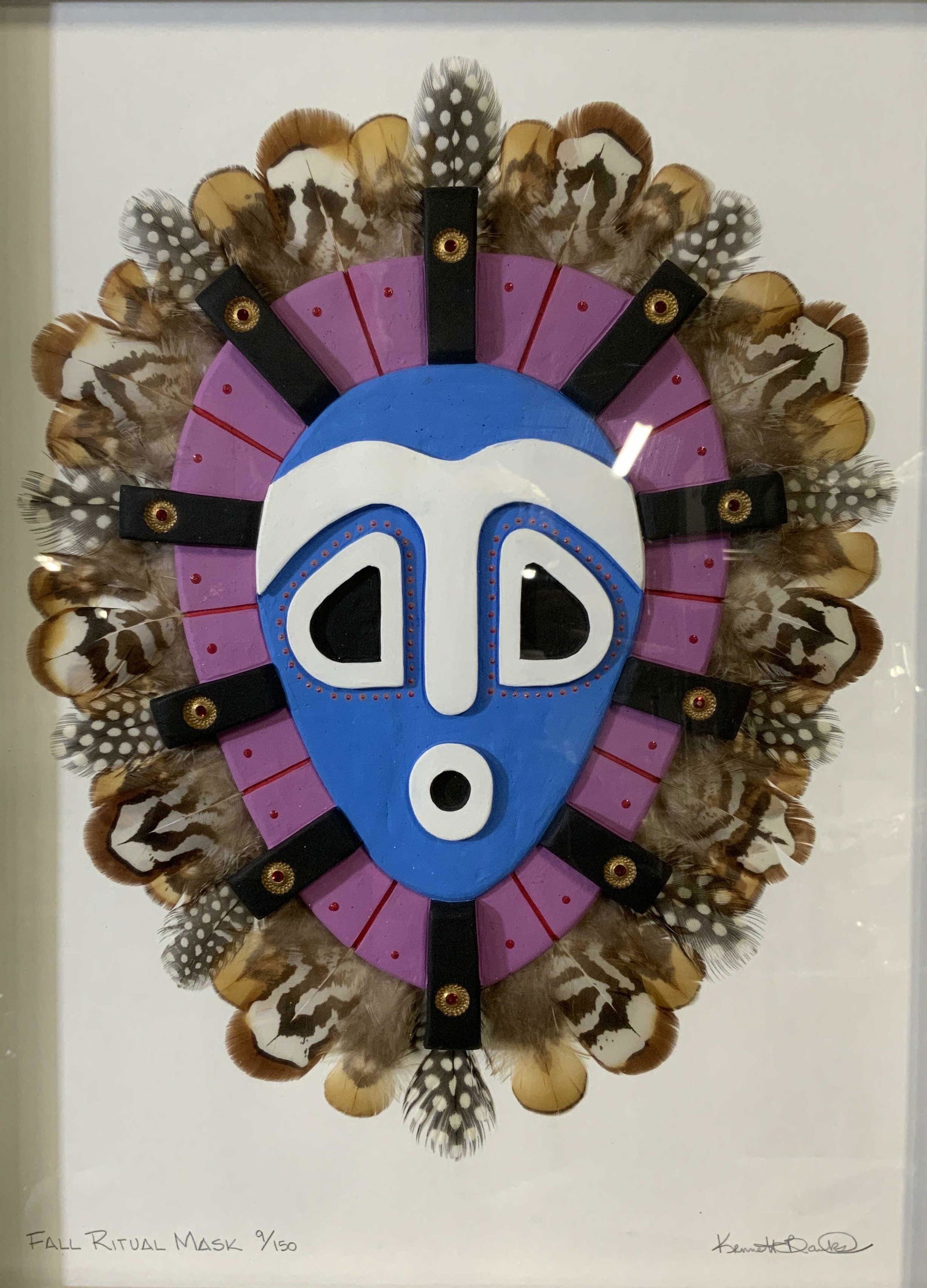 KENNETH BANKS Signed Fall Ritual Mask Framed (1 of 11)