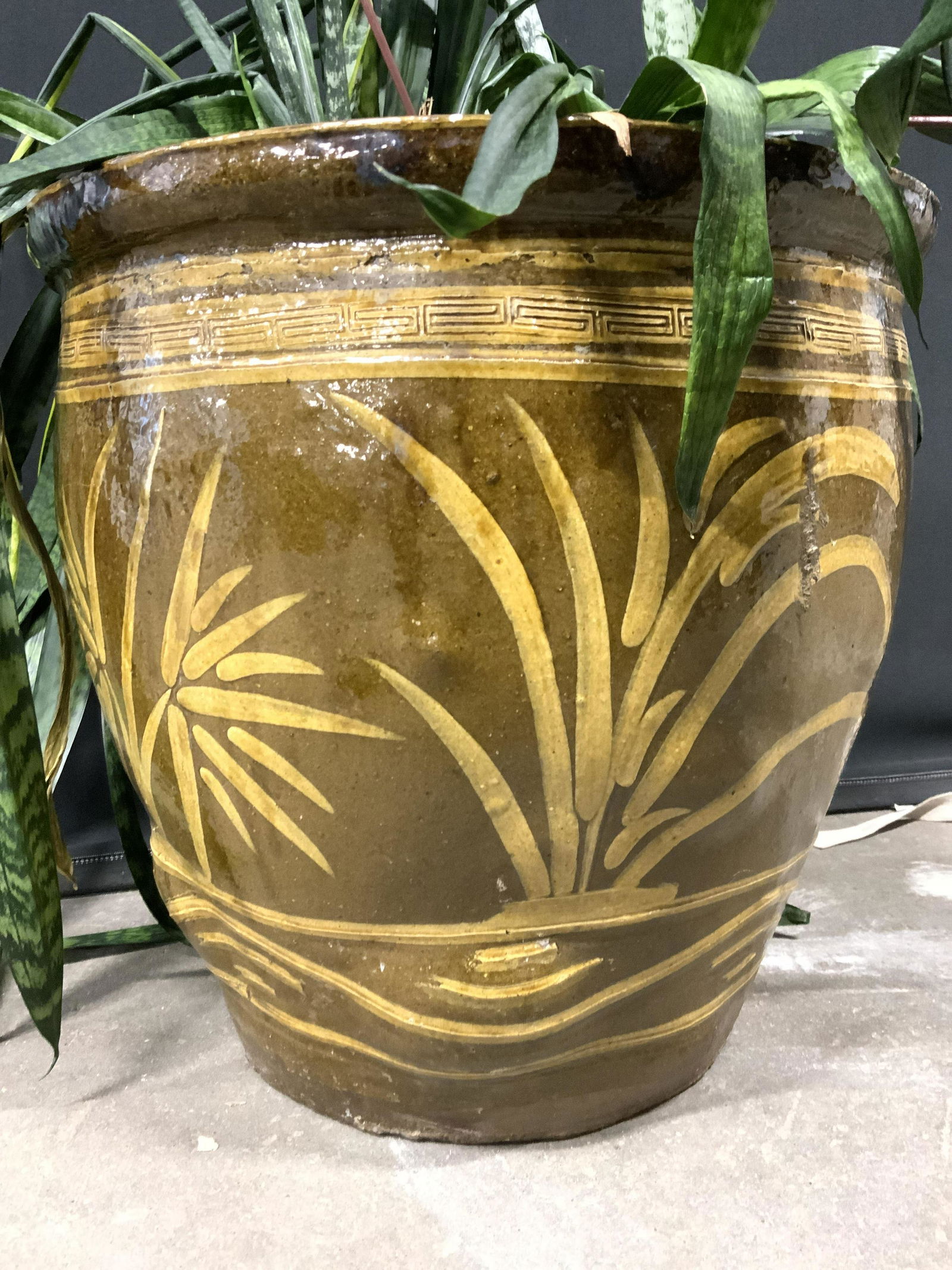 Vintage Glazed Ceramic Planter W Relief Detail (1 of 10)