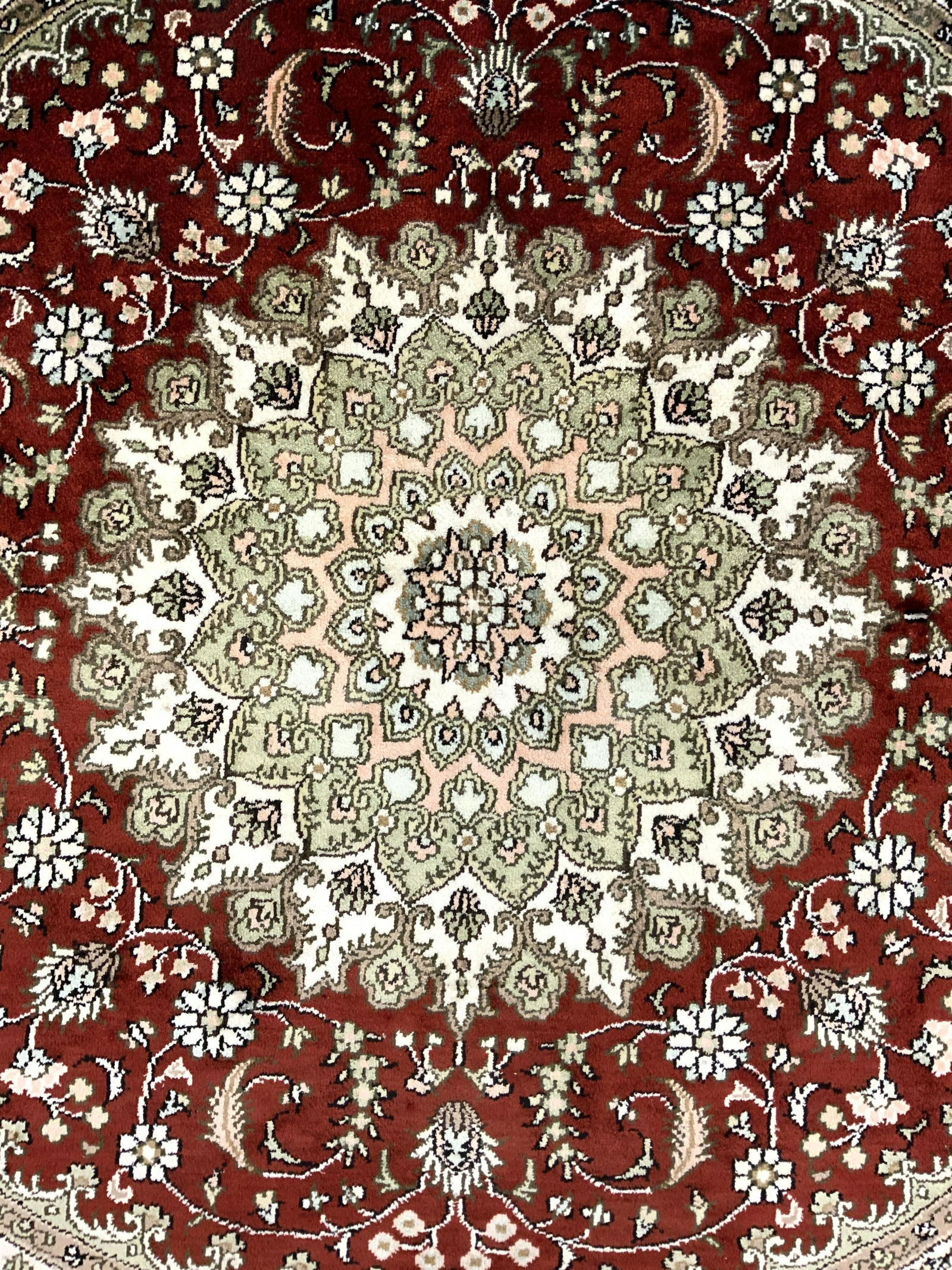 Handmade Oriental Fringed Silk Circular Rug (1 of 10)