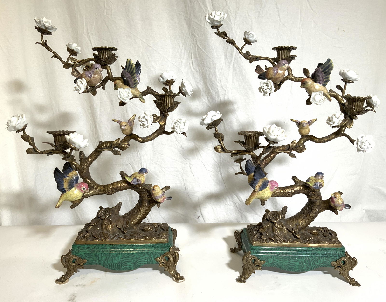 Pr Vintage Porcelain & Brass Candelabras (1 of 13)