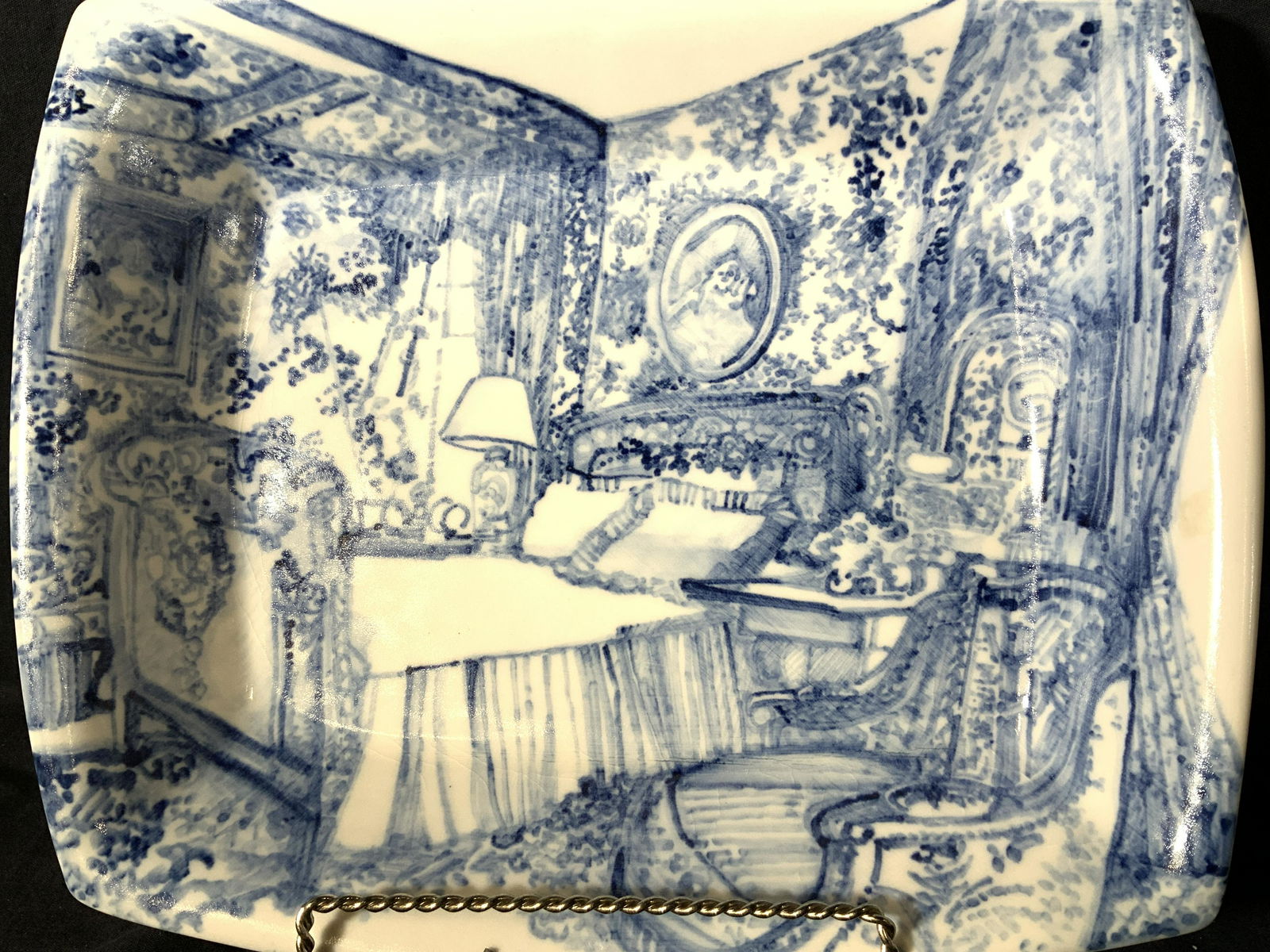 Signed Hnd Panted Porcelain Display Bowl of Room (1 of 8)