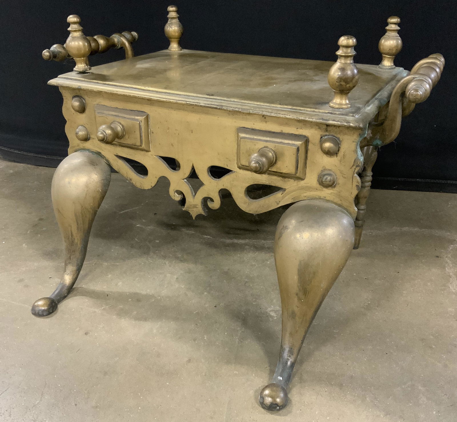Vintage Solid Brass Footman Stool (1 of 8)